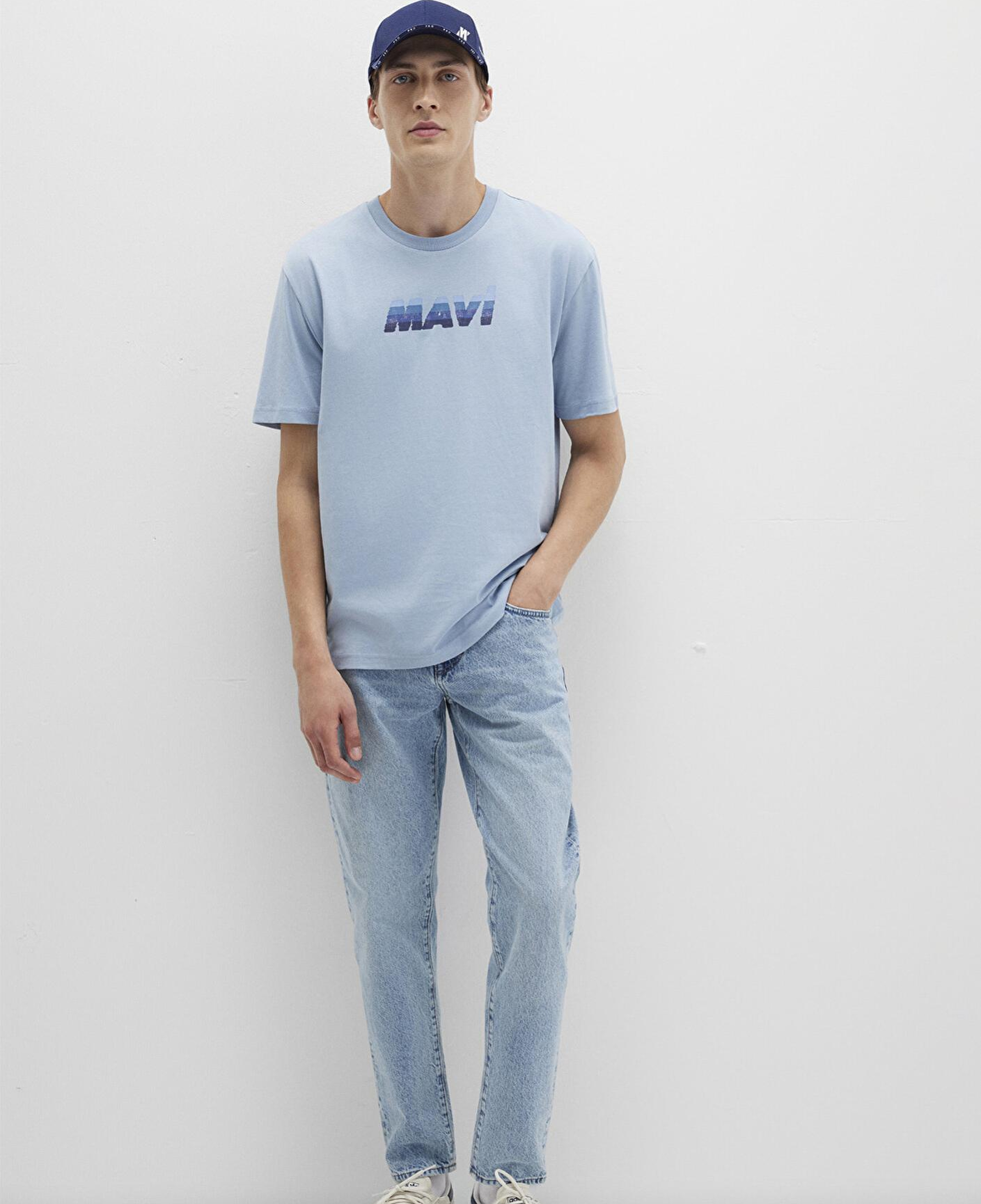 Mavi Mavi Logo Baskılı Mavi Tişört Loose Fit / Bol Rahat Kesim 0612904-80796