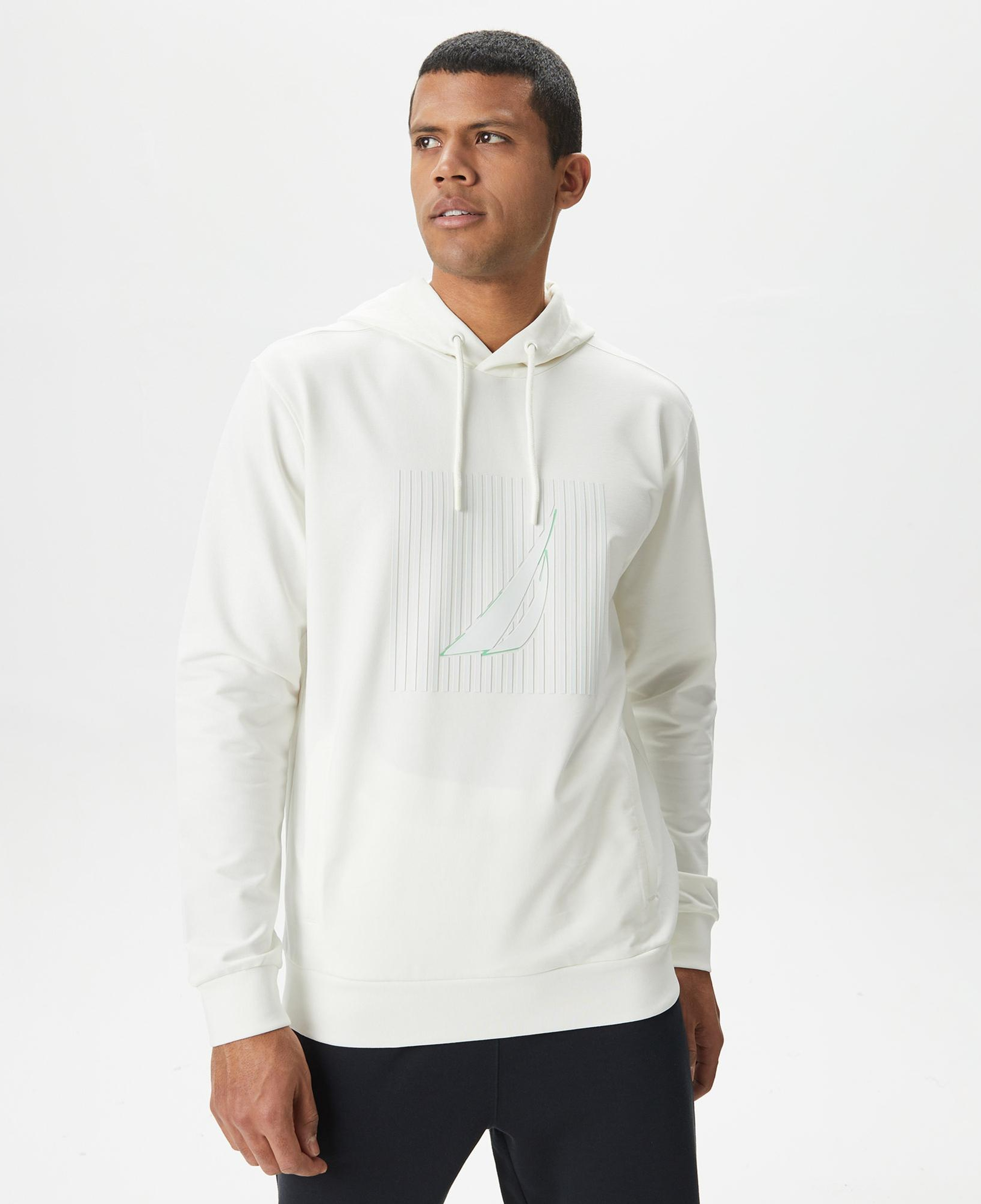 Nautica Erkek Beyaz Standart Fit Sweatshirt