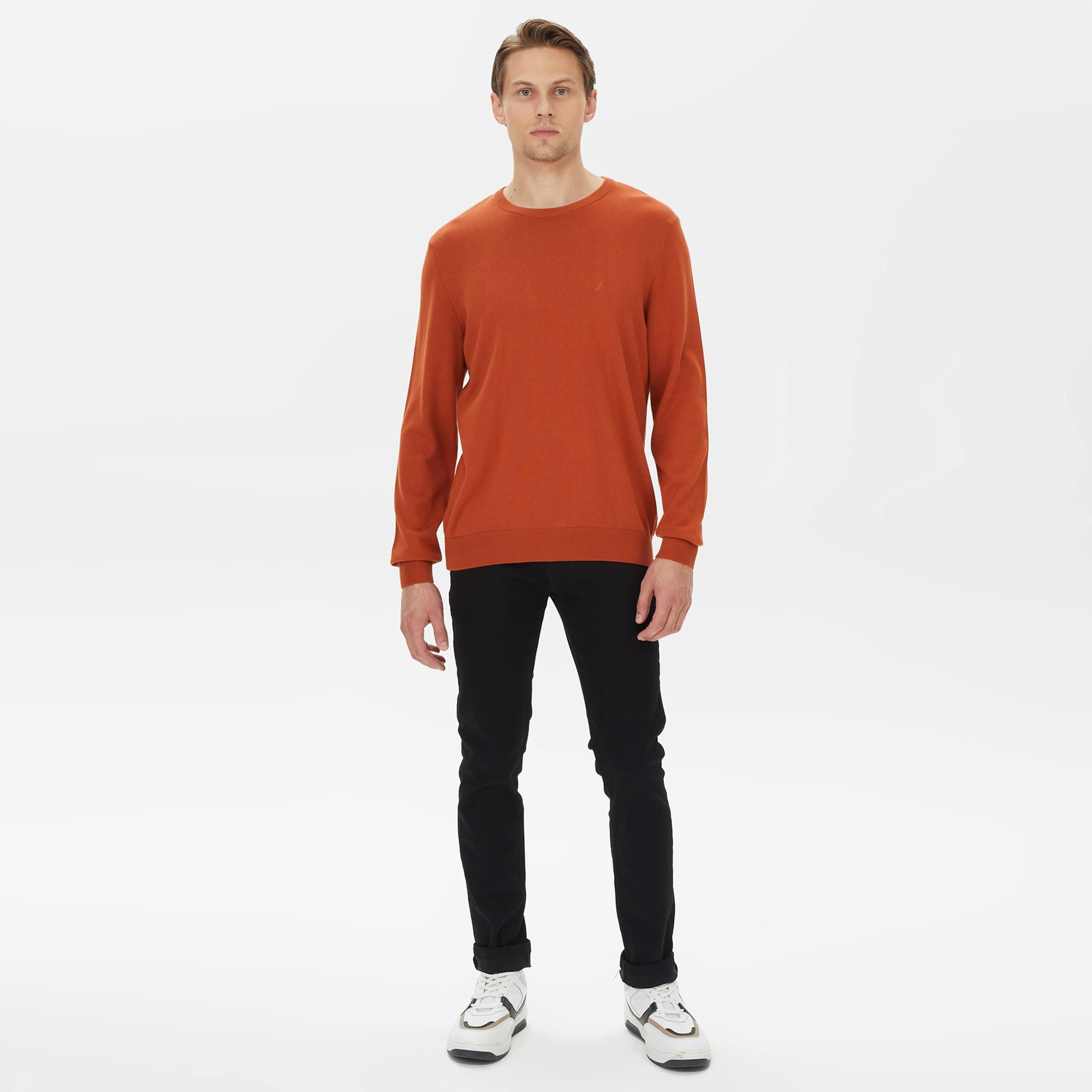 Nautica Erkek Turuncu Standart Fit Kazak