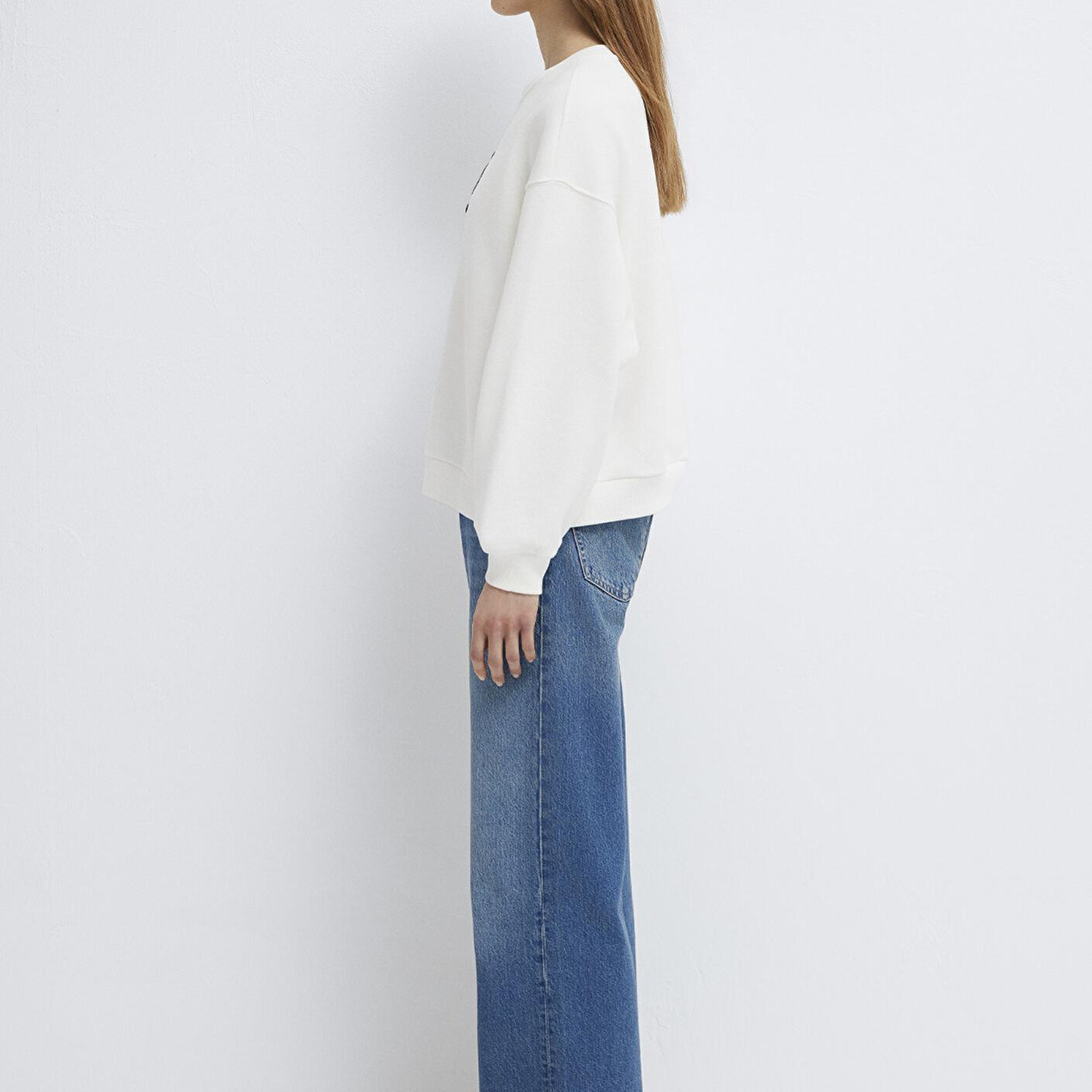 Mavi Mavi Logo Baskılı Ekru Sweatshirt 1S10419-80194