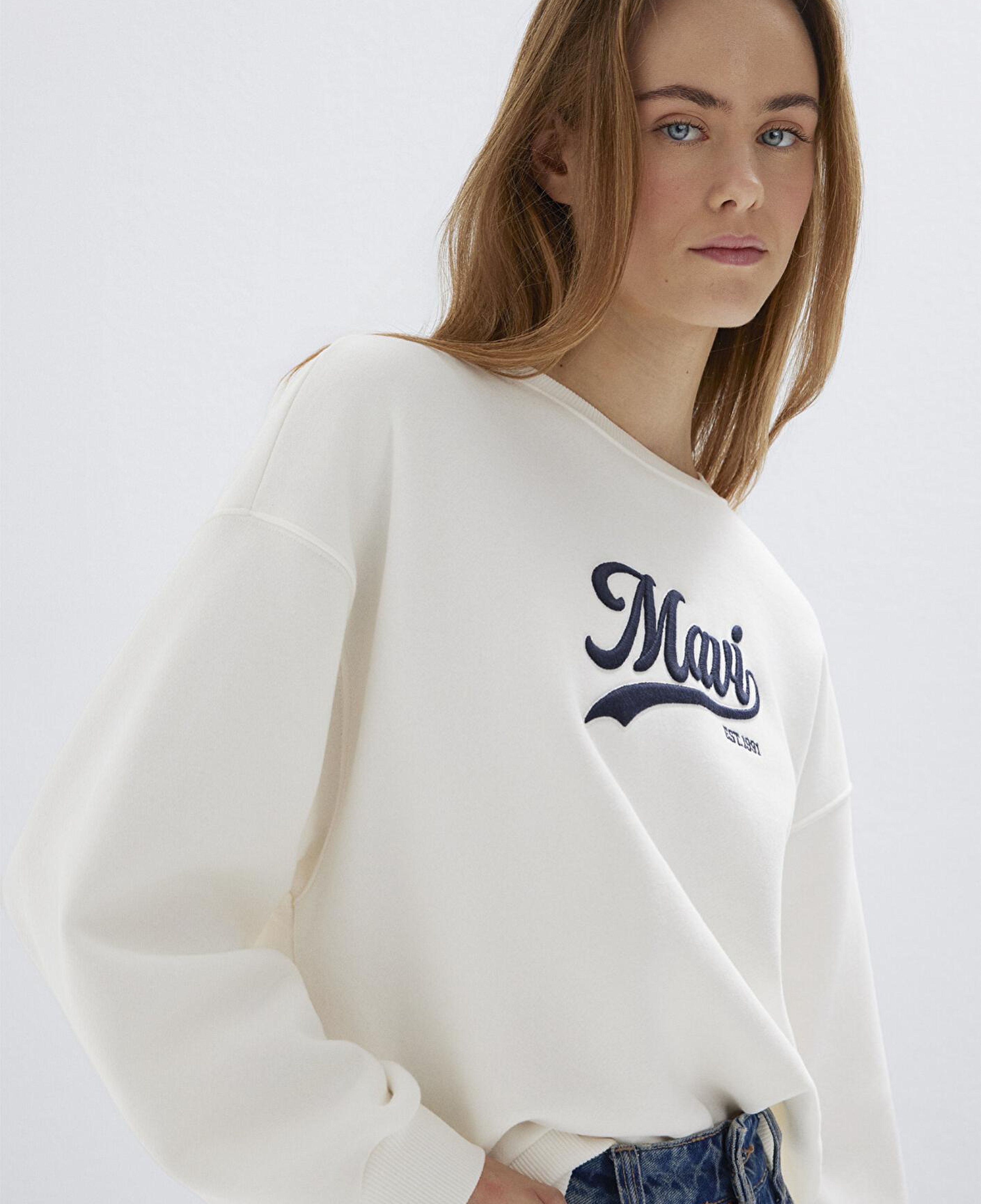 Mavi Mavi Logo Baskılı Ekru Sweatshirt 1S10419-80194