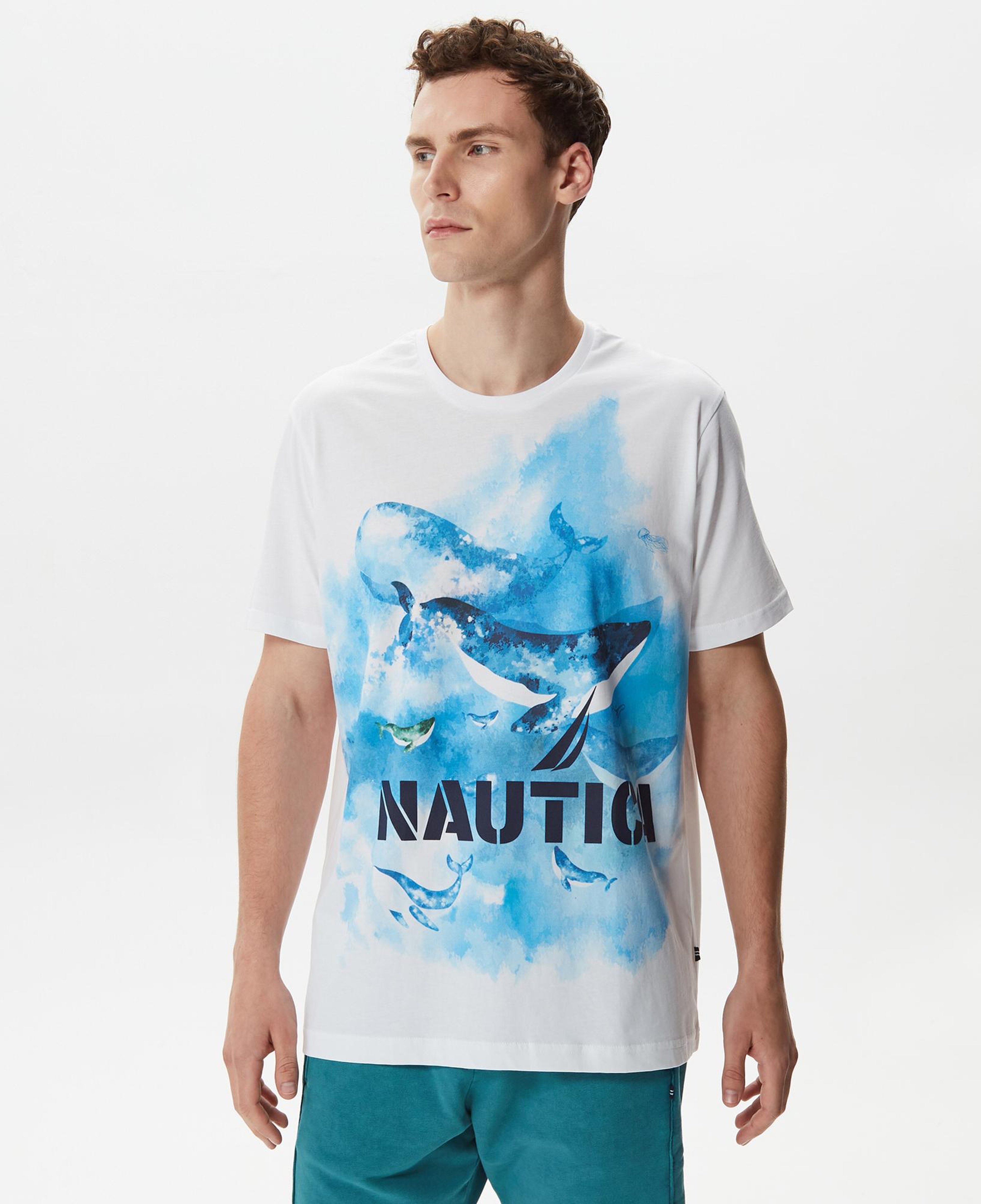 Nautica Erkek Beyaz Baskılı T-Shirt