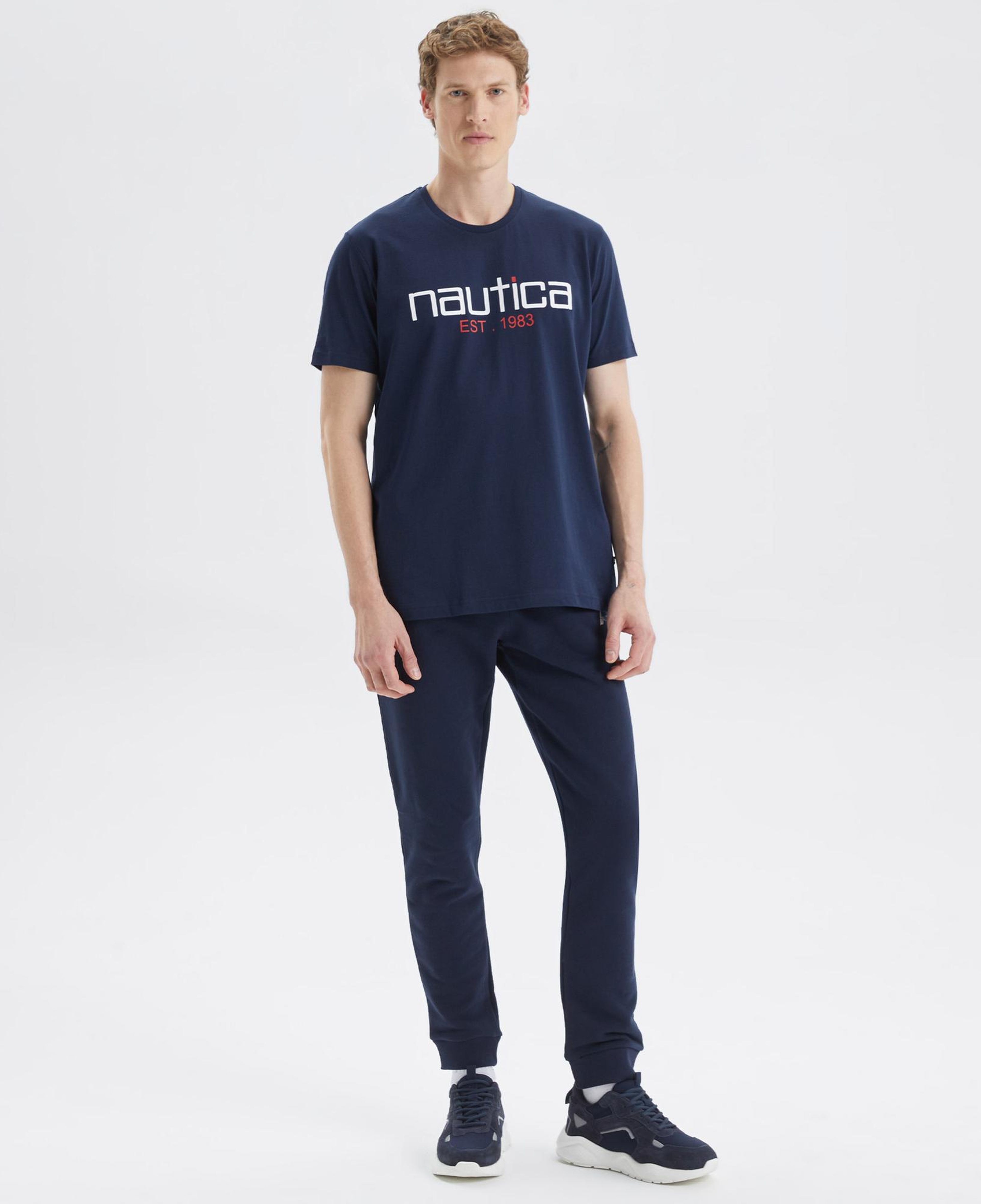 Nautica Erkek Lacivert Standart Fit Desenli T-Shirt