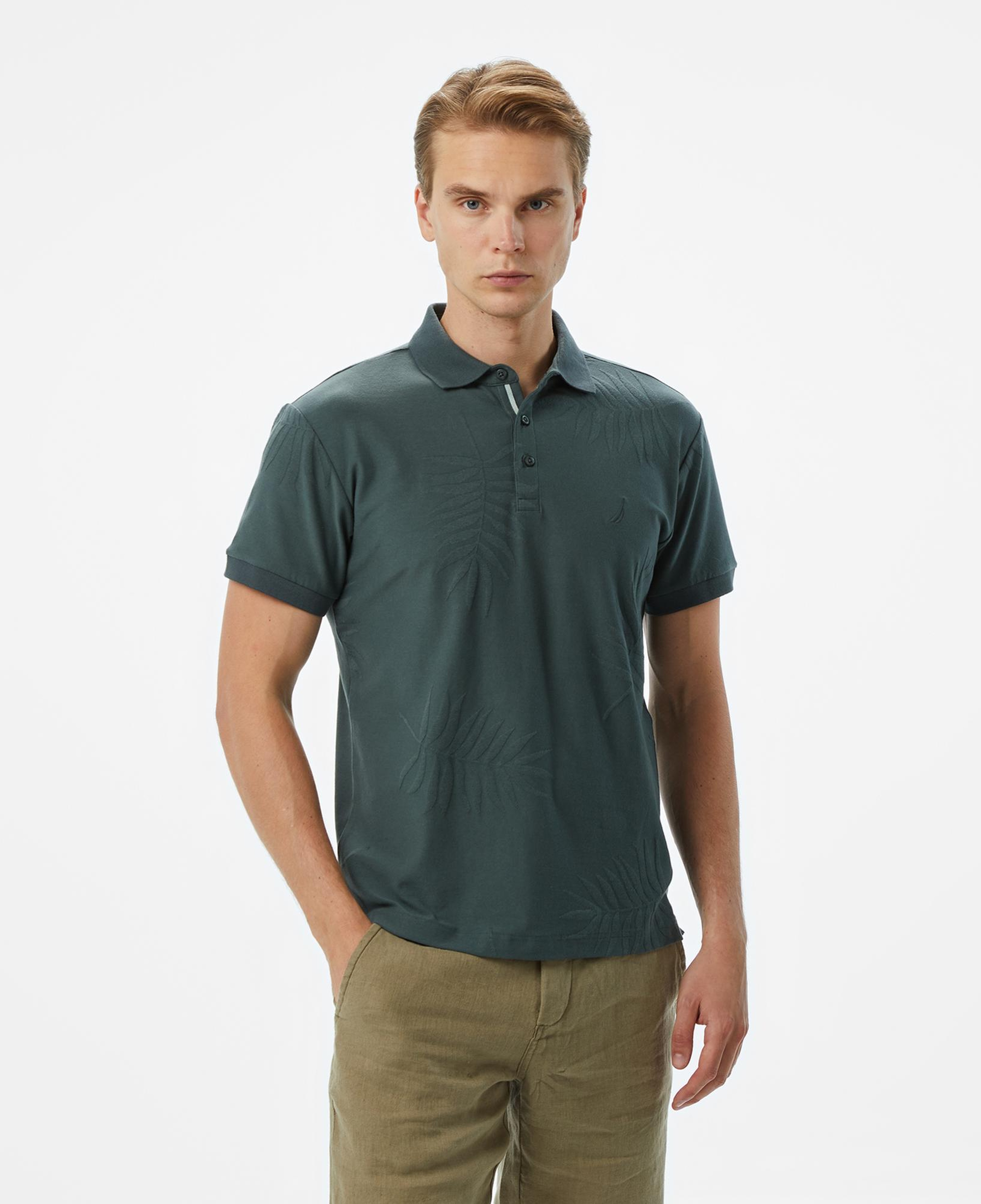 Nautica Erkek Yeşil Classic Fit Desenli Polo