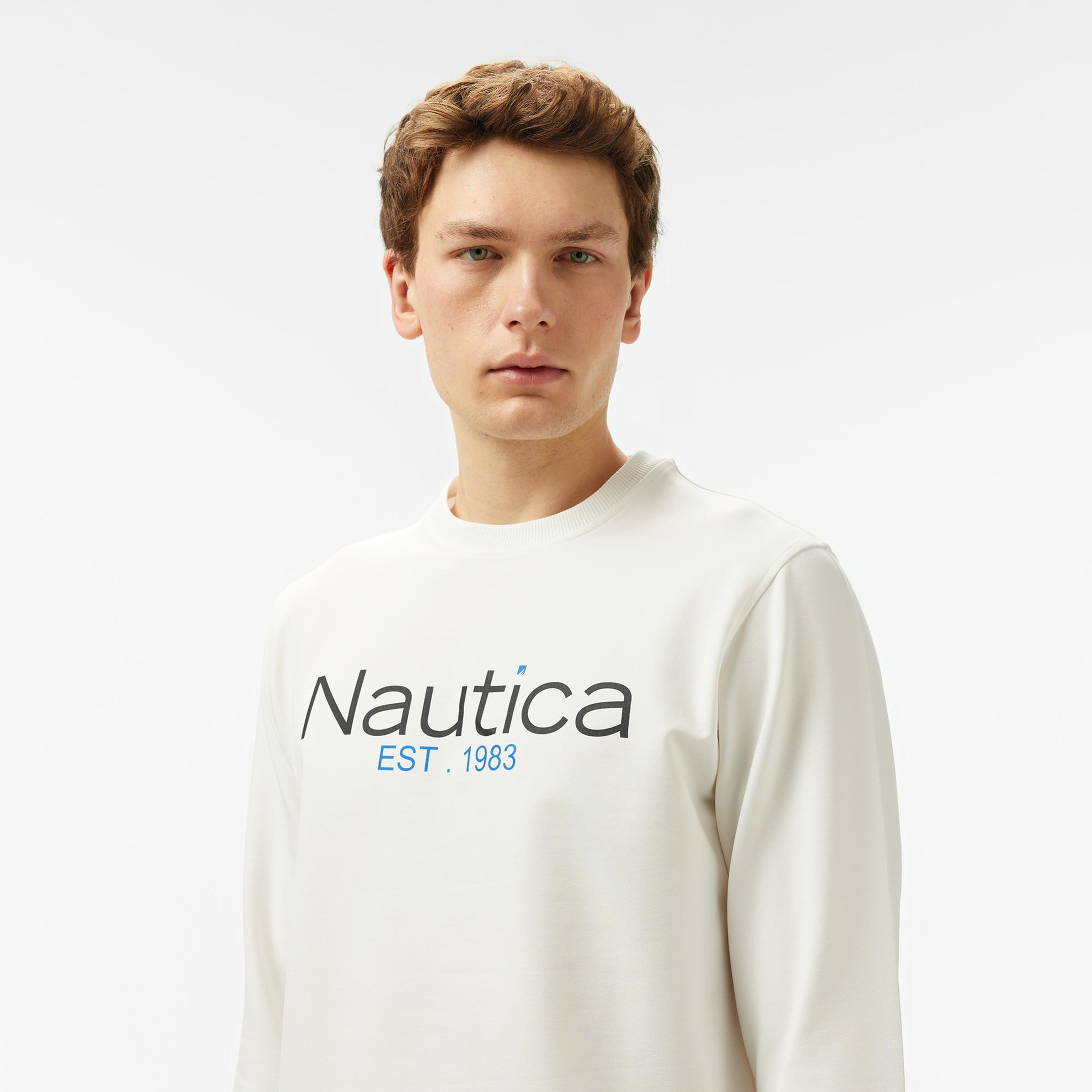 Nautica Erkek Krem Rengi Regular Fit Sweatshirt