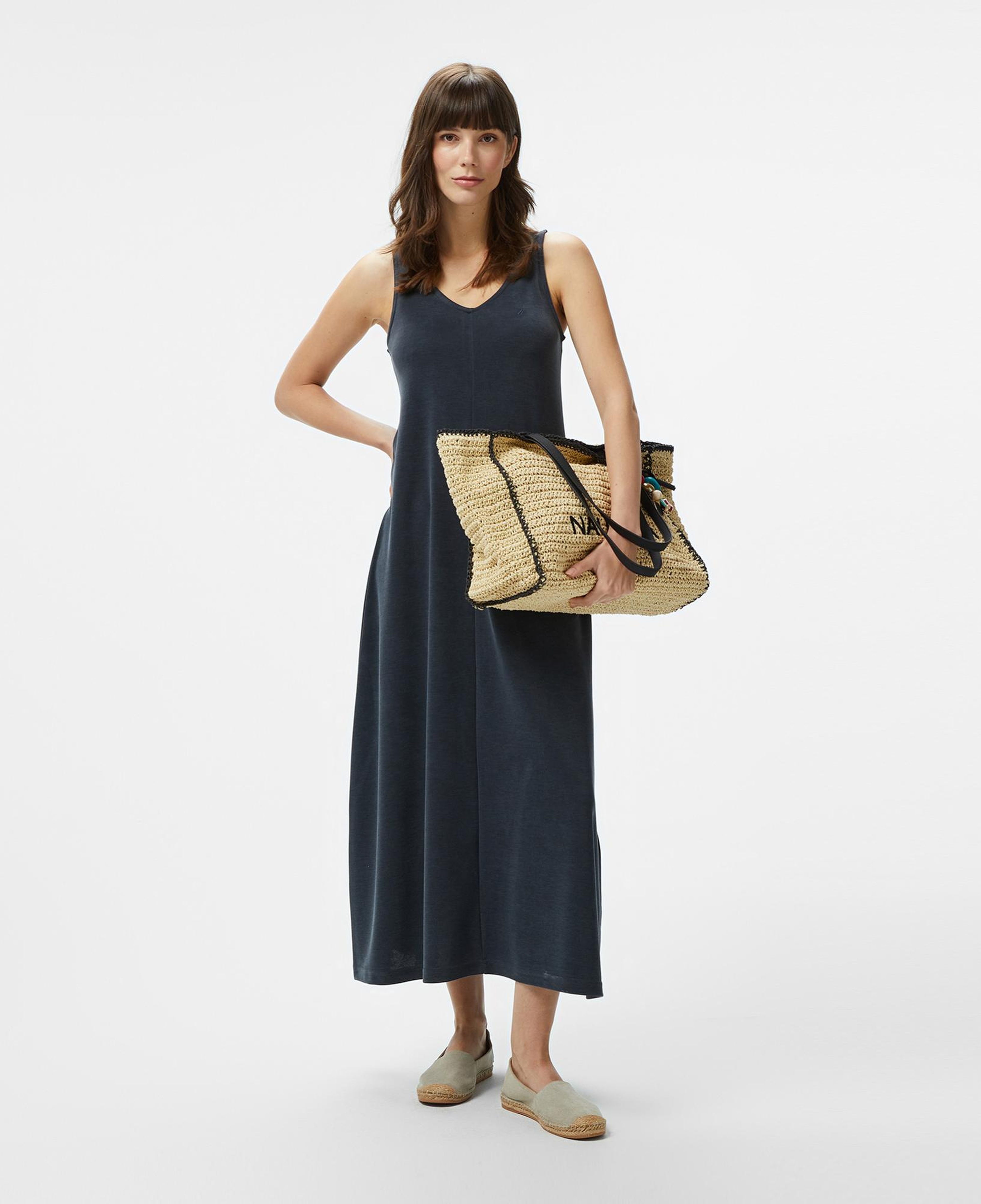 Nautica Kadın Siyah V Yaka Kolsuz Elbise