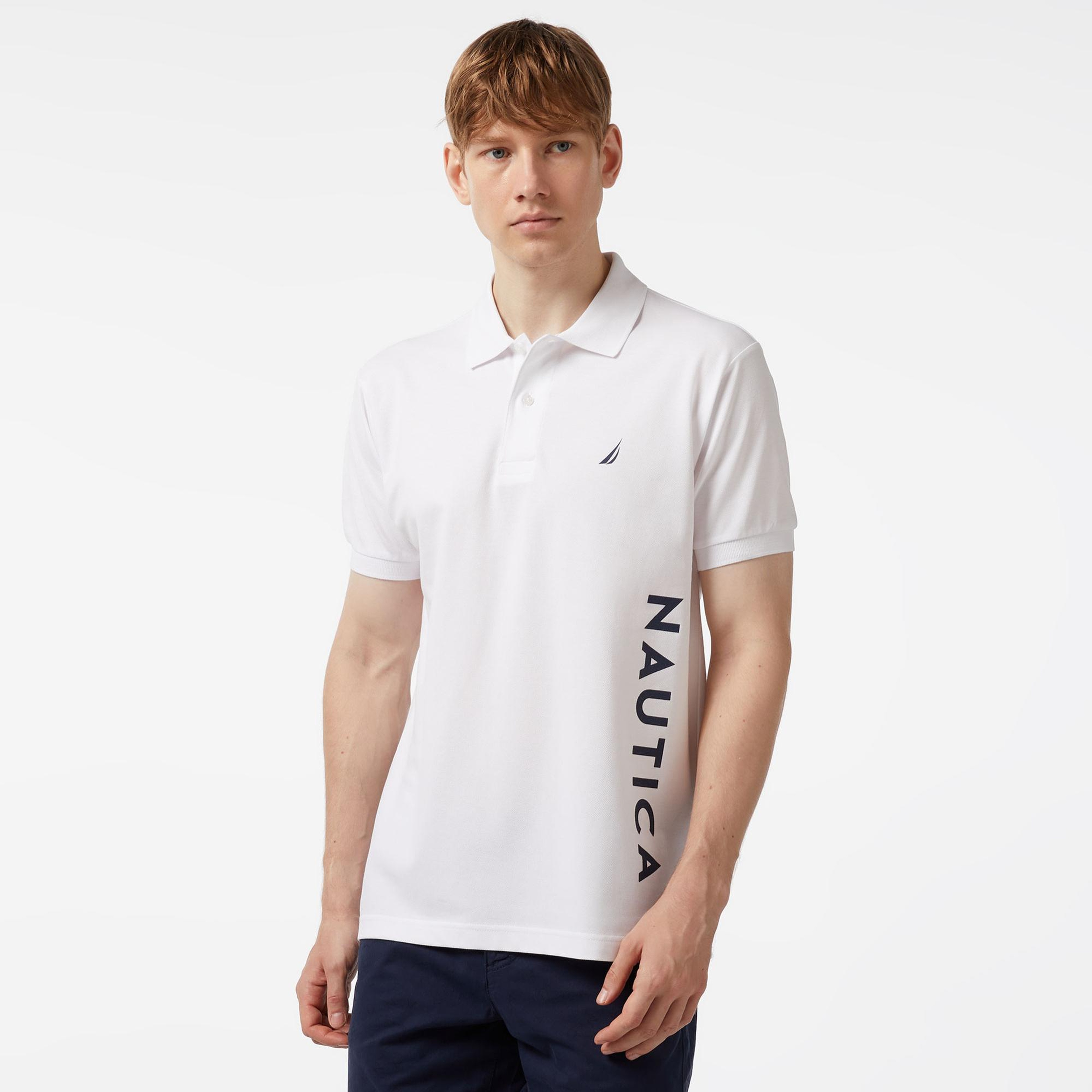 Nautica Erkek Beyaz Classic Fit Kısa Kollu Polo Yaka T-Shirt