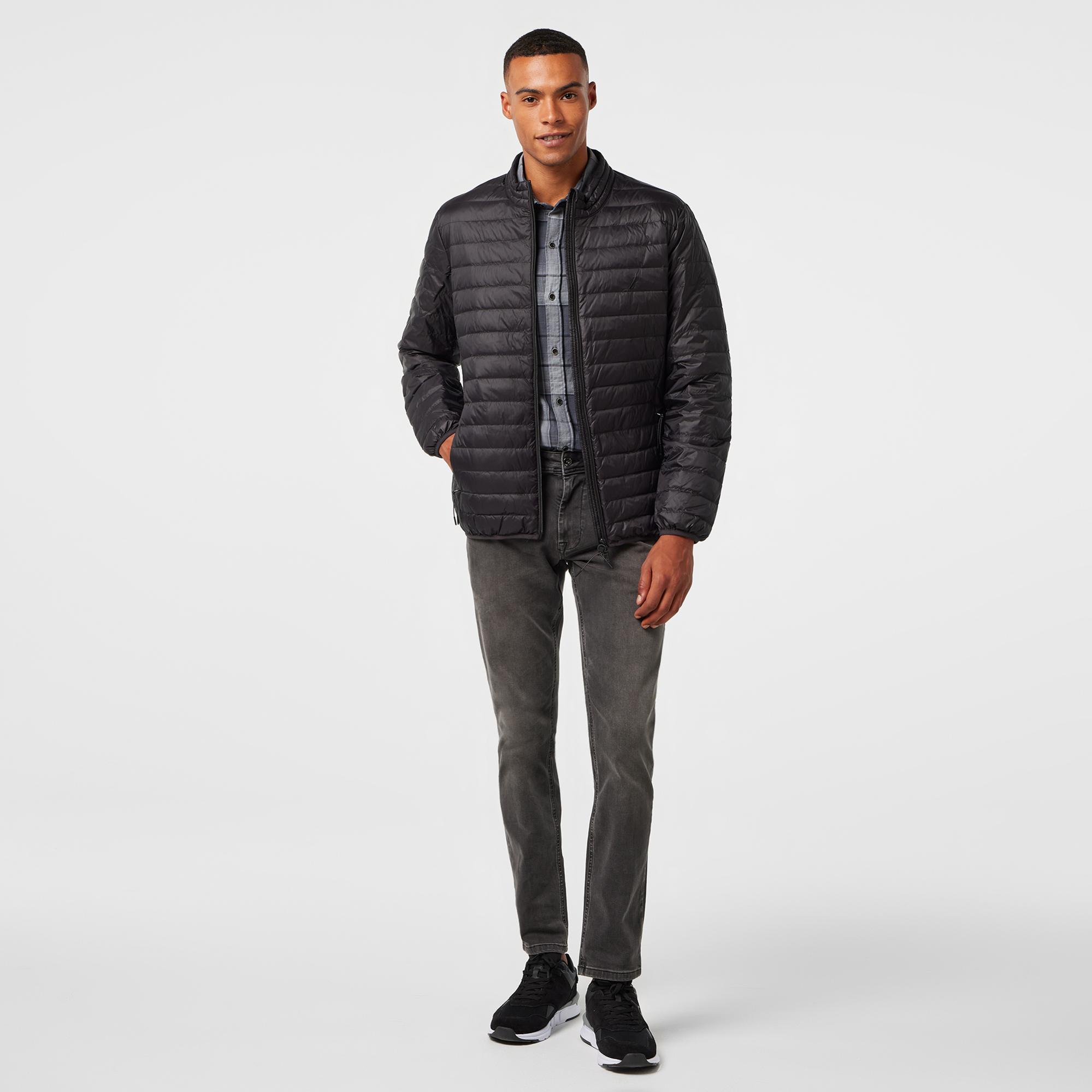 Nautica Erkek Siyah Su Kaydırma Özellikli Kaz Tüyü Mont