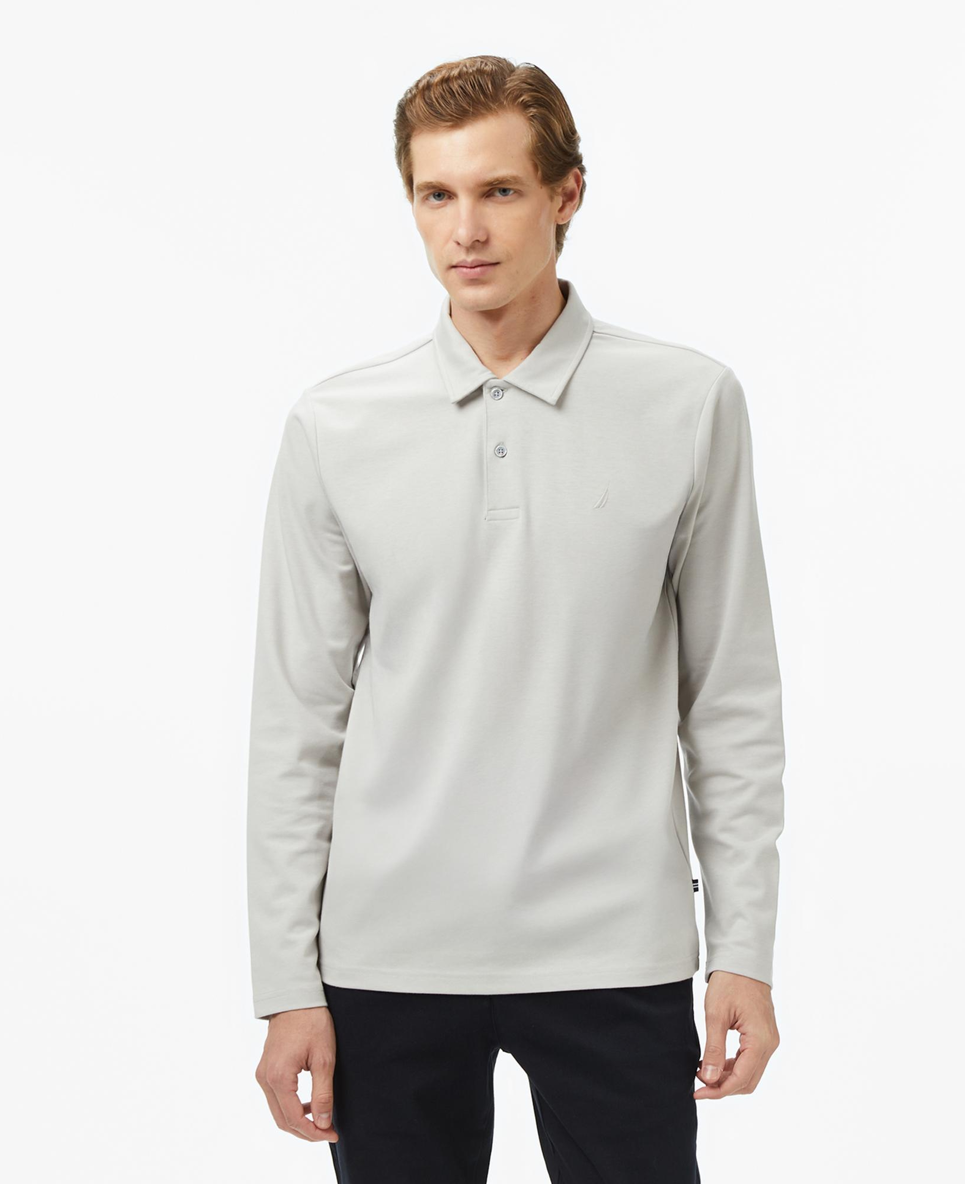 Nautica Erkek Gri Classic Fit Uzun Kollu Polo Yaka T-Shirt
