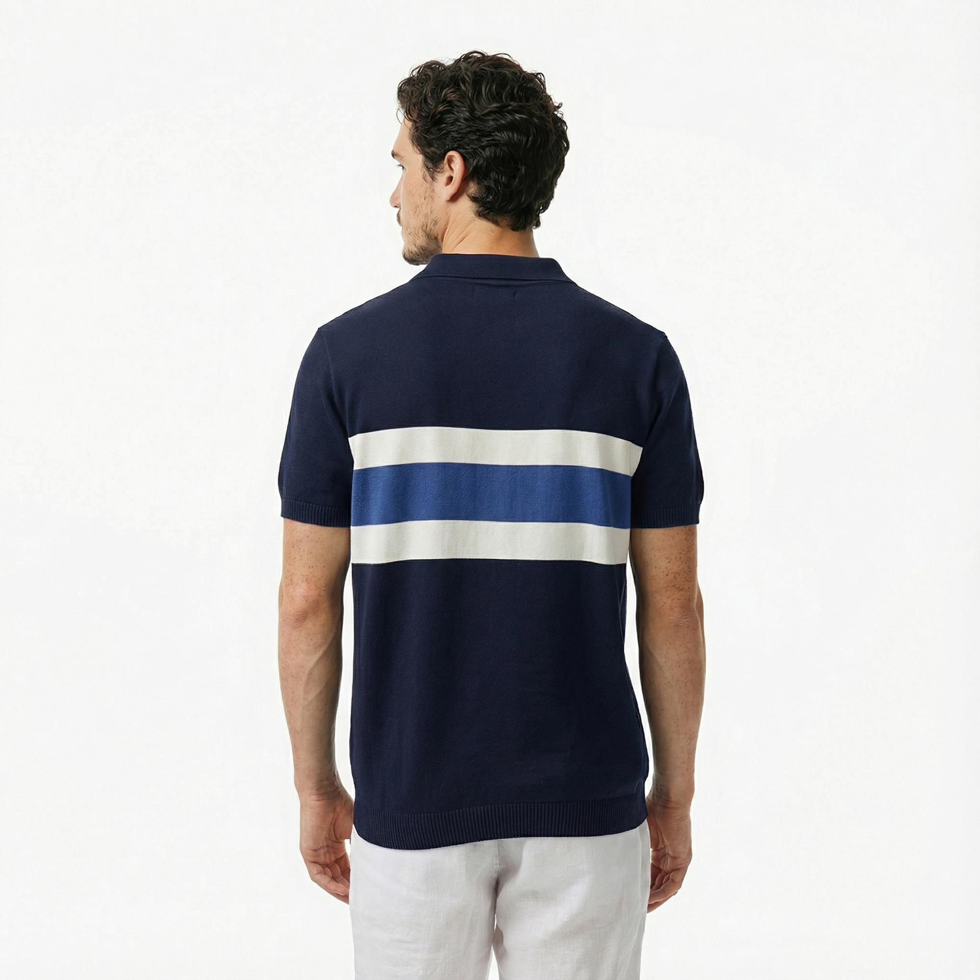 Nautica Erkek Lacivert Classic Fit Çizgili Triko