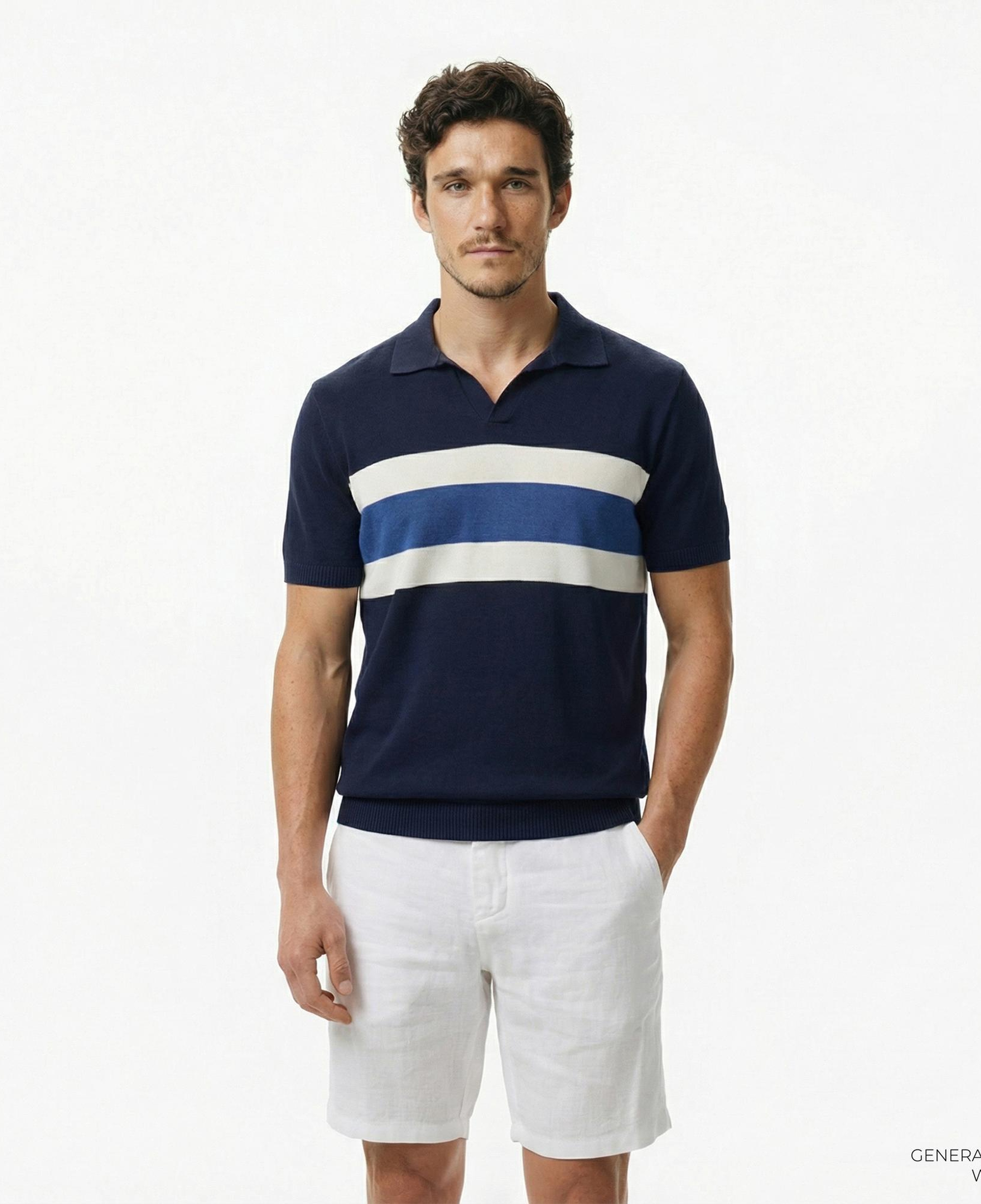 Nautica Erkek Lacivert Classic Fit Çizgili Triko