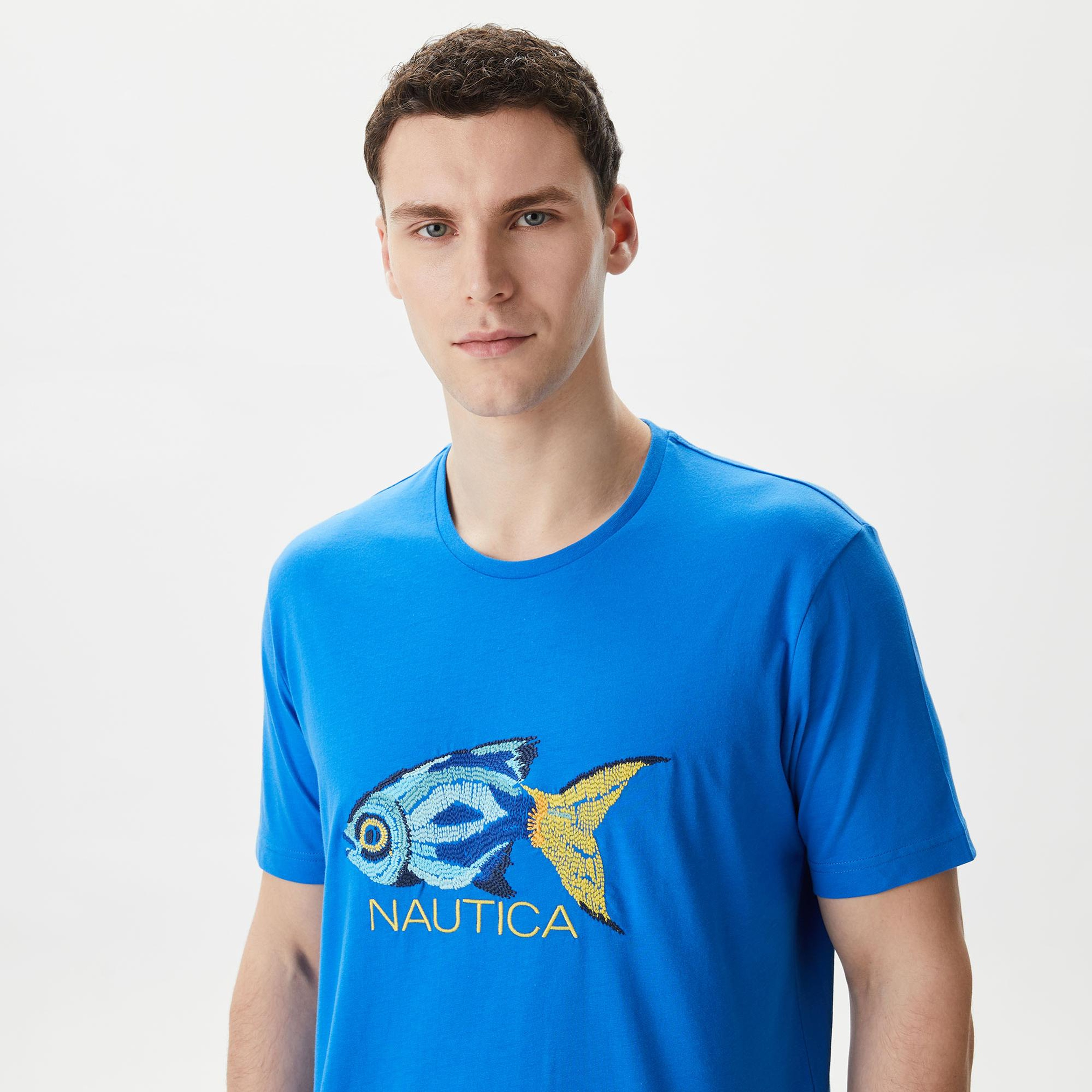 Nautica Erkek Mavi Standart Fit T-Shirt