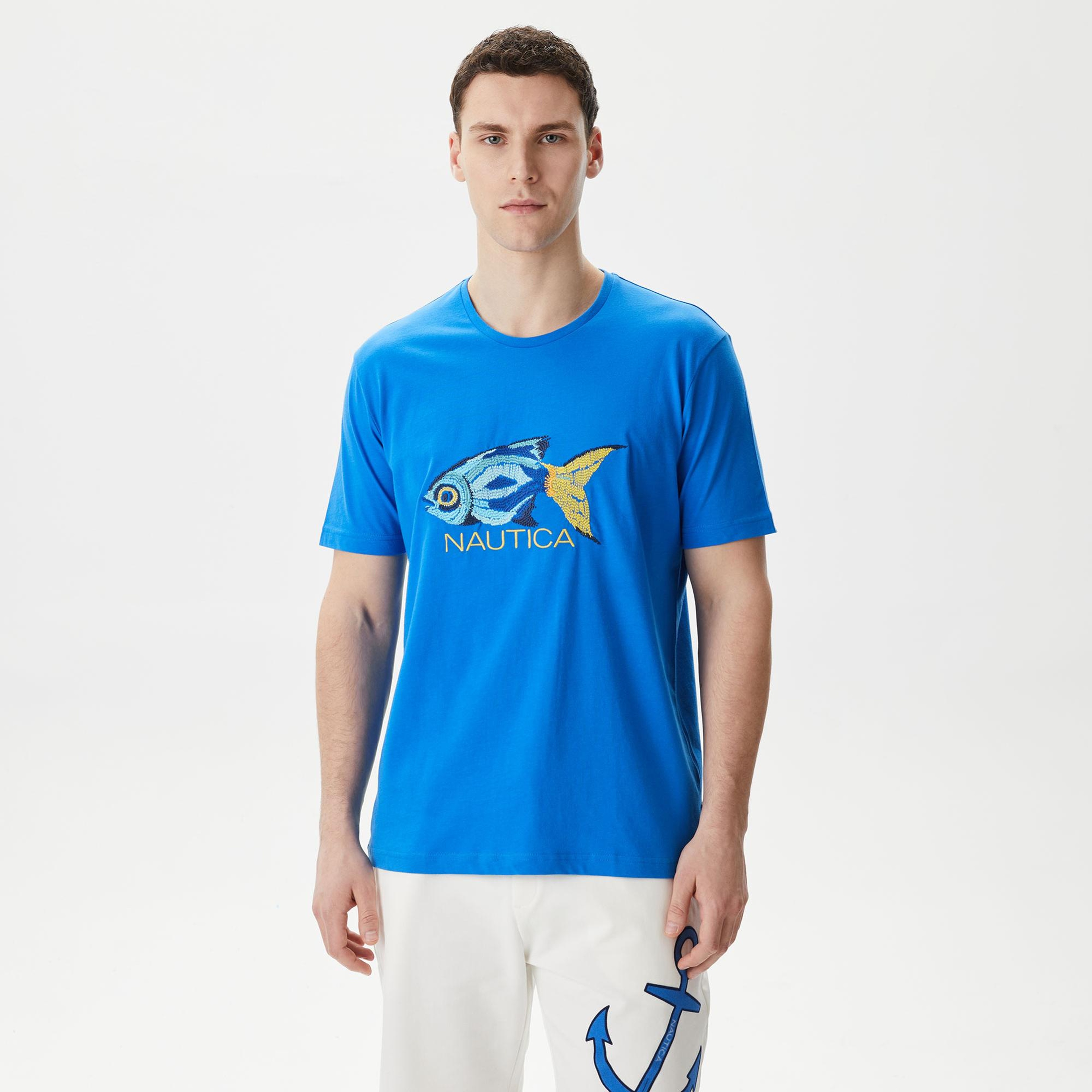 Nautica Erkek Mavi Standart Fit T-Shirt