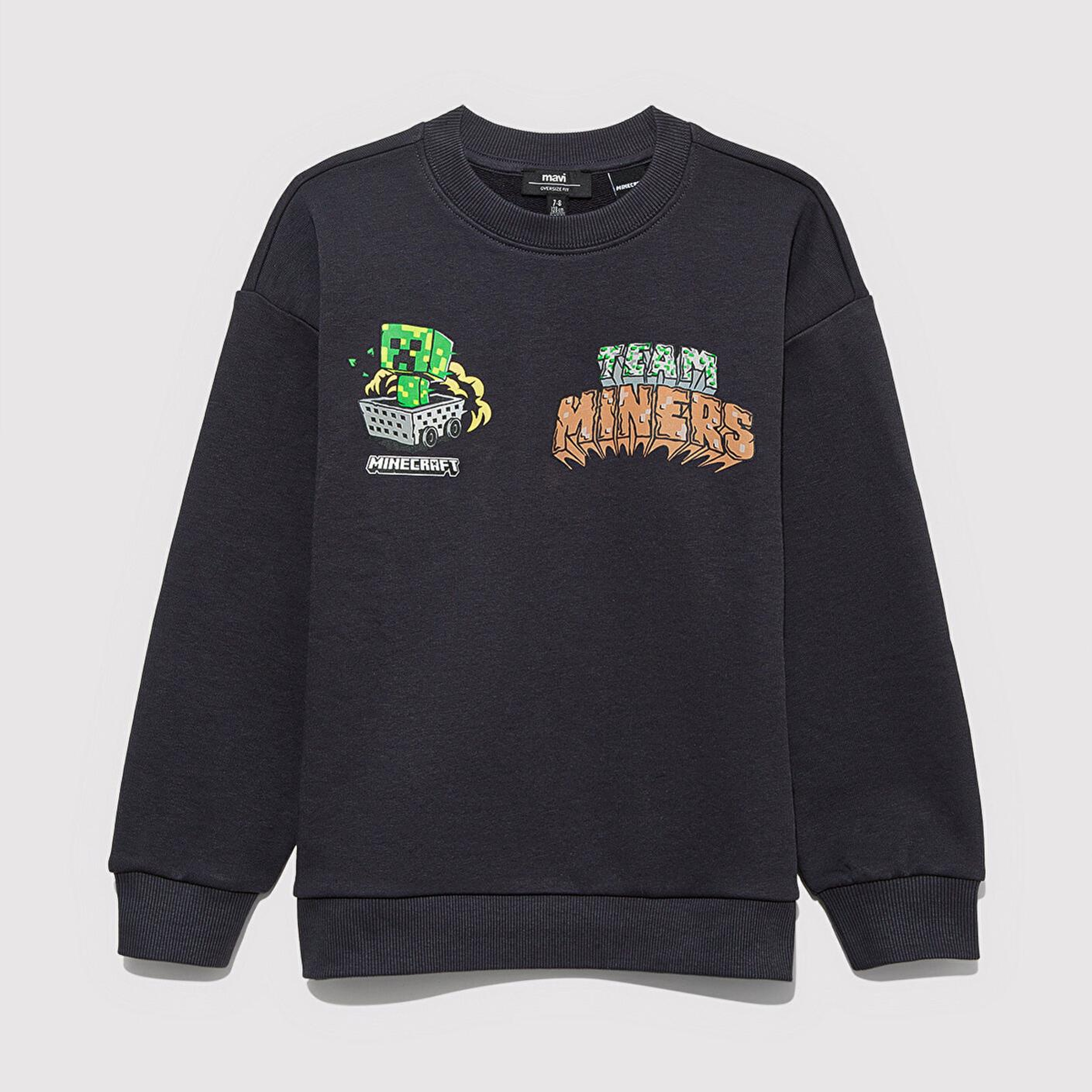 Mavi Minecraft Baskılı Antrasit Sweatshirt 6S10129-70087