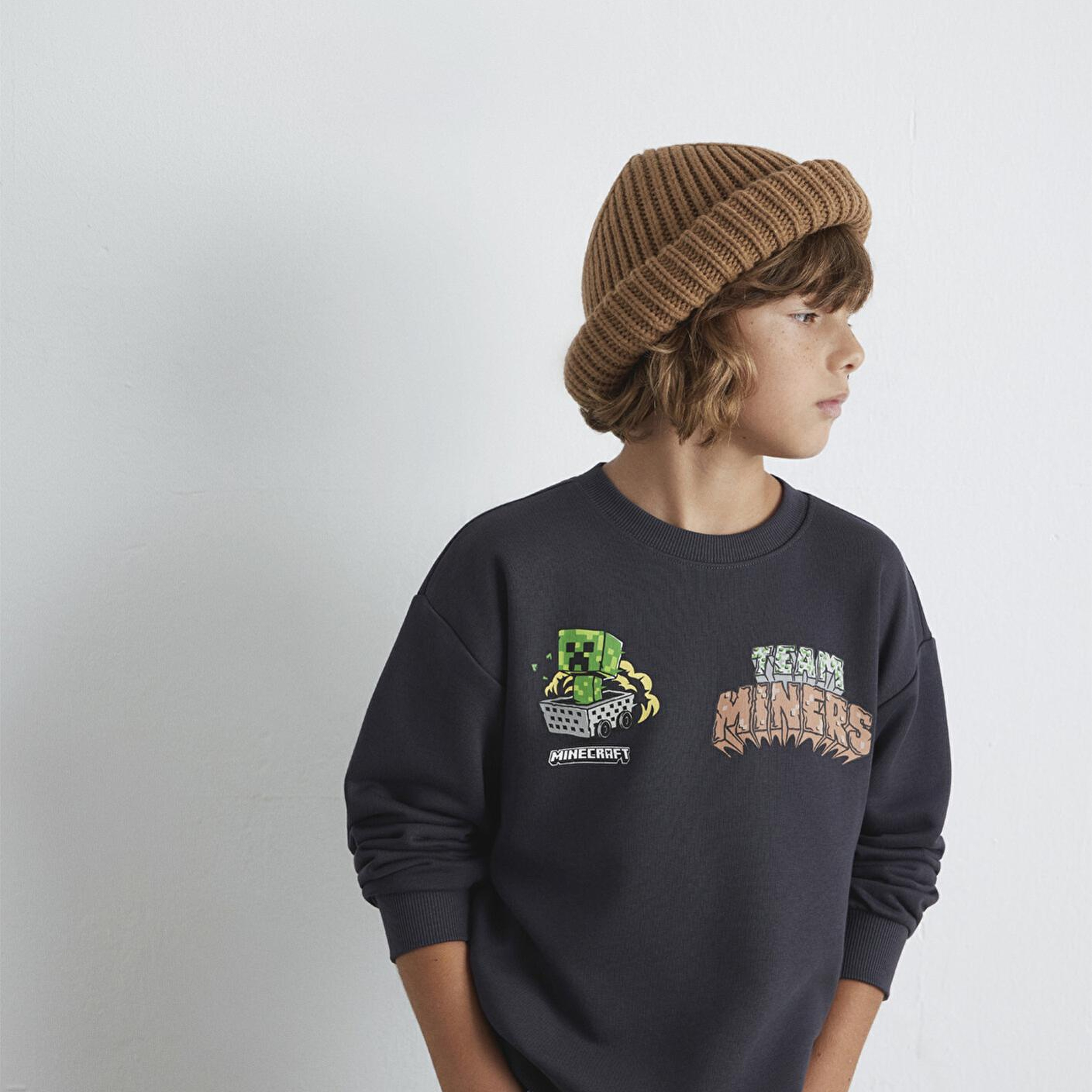 Mavi Minecraft Baskılı Antrasit Sweatshirt 6S10129-70087