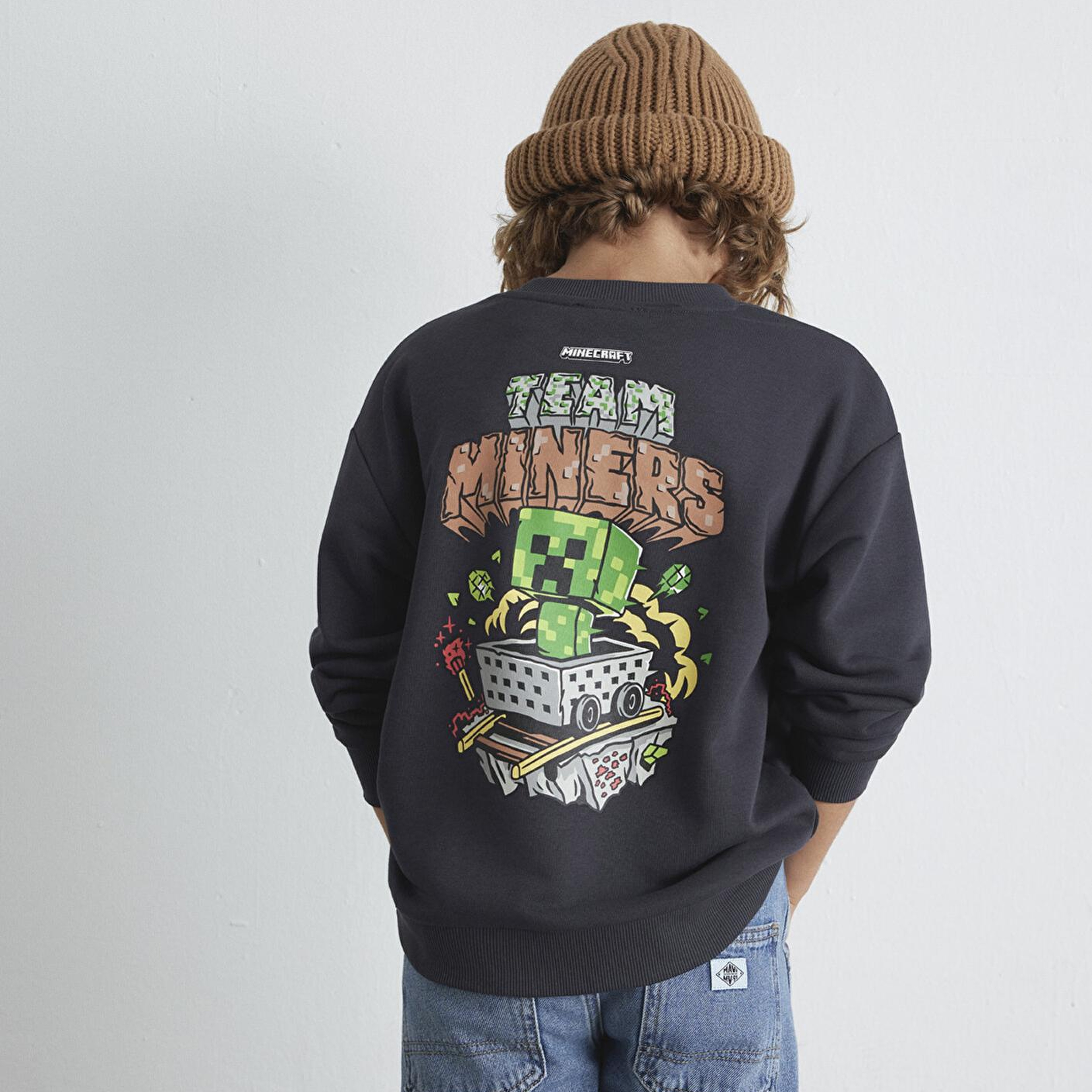 Mavi Minecraft Baskılı Antrasit Sweatshirt 6S10129-70087