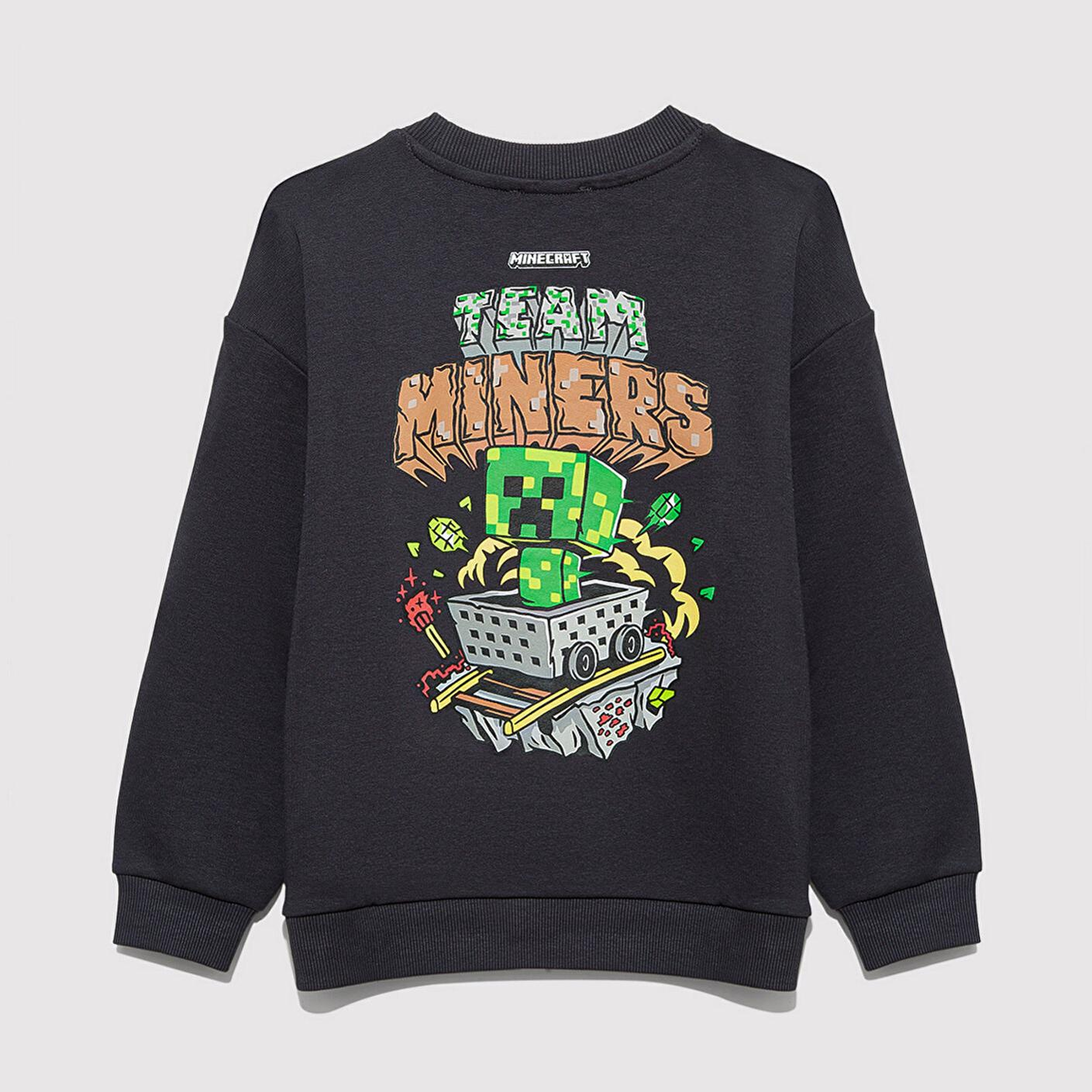 Mavi Minecraft Baskılı Antrasit Sweatshirt 6S10129-70087