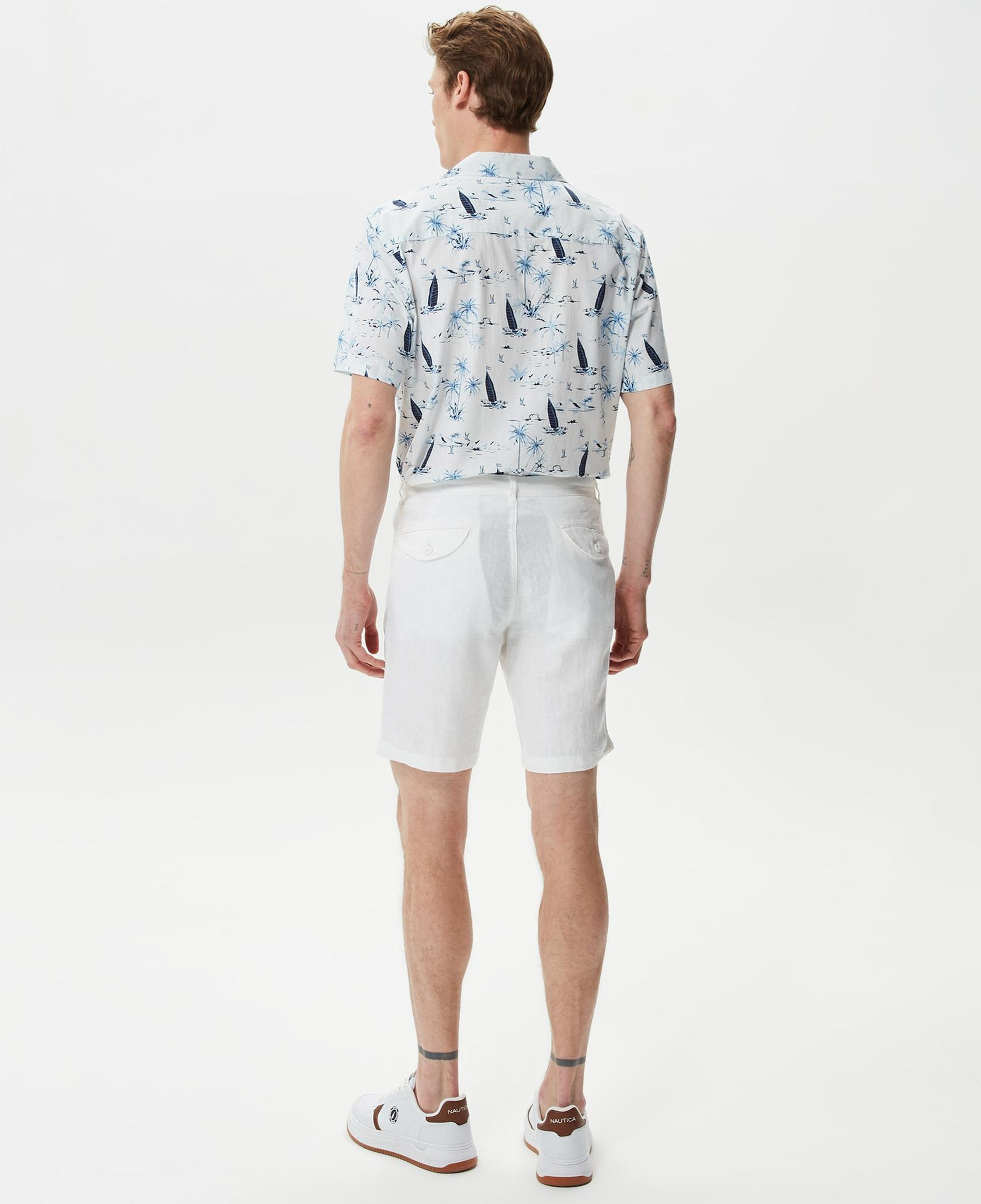 Nautica Erkek Beyaz Keten Bermuda