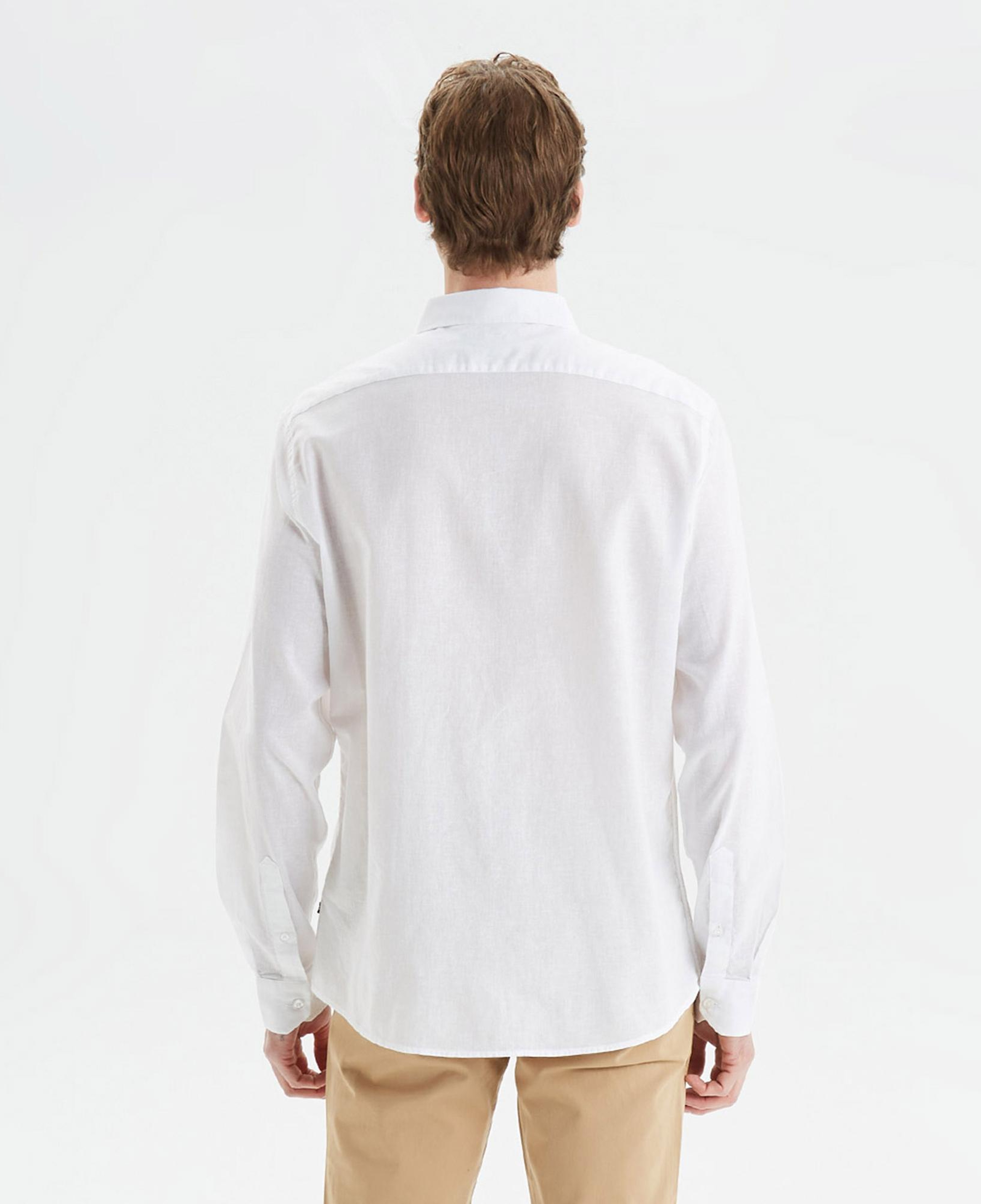 Nautica Erkek Beyaz Slim Fit Uzun Kollu Keten Gömlek