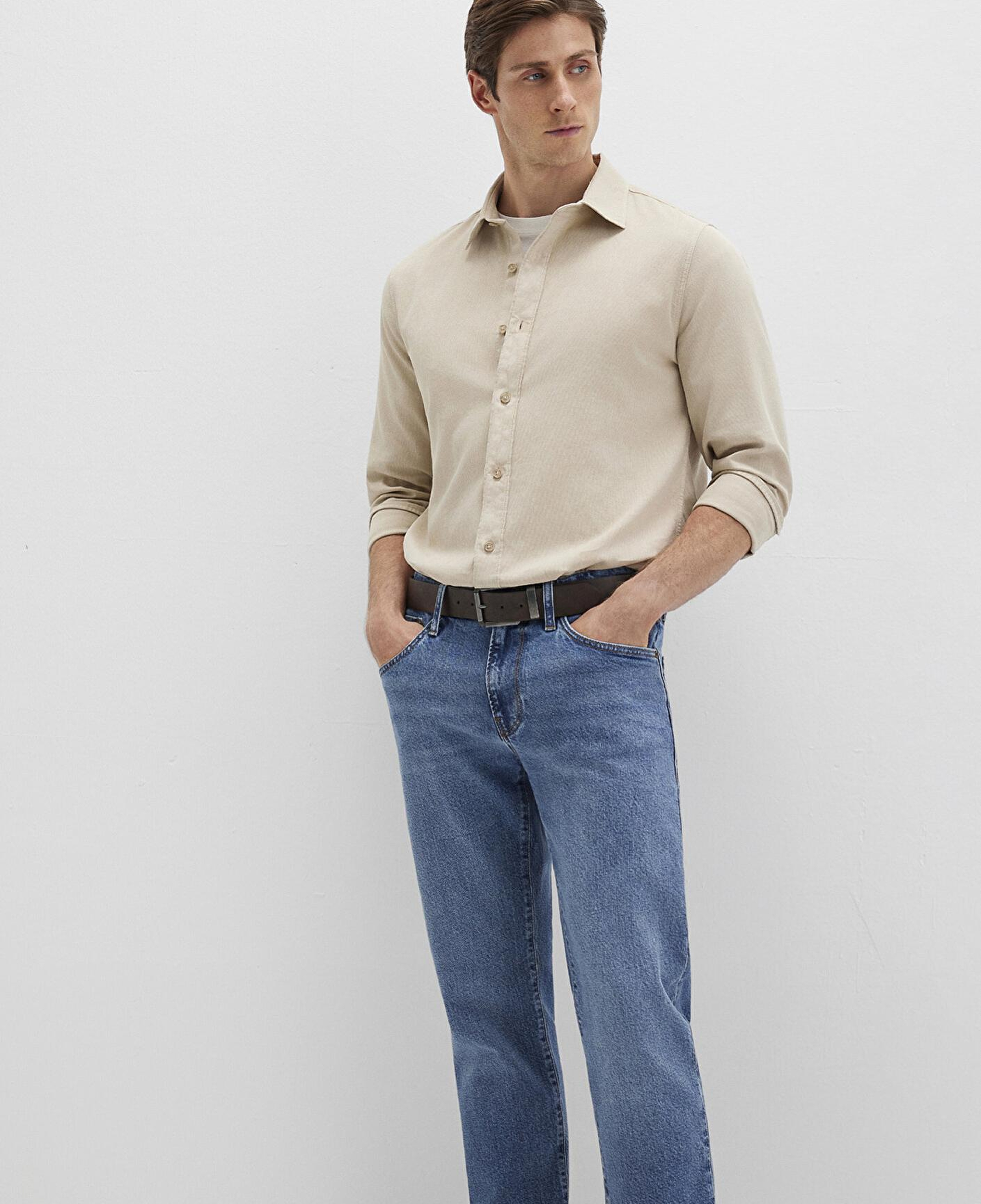 Mavi Keten Karışımlı Bej Gömlek Regular Fit / Normal Kesim 0211641-70039