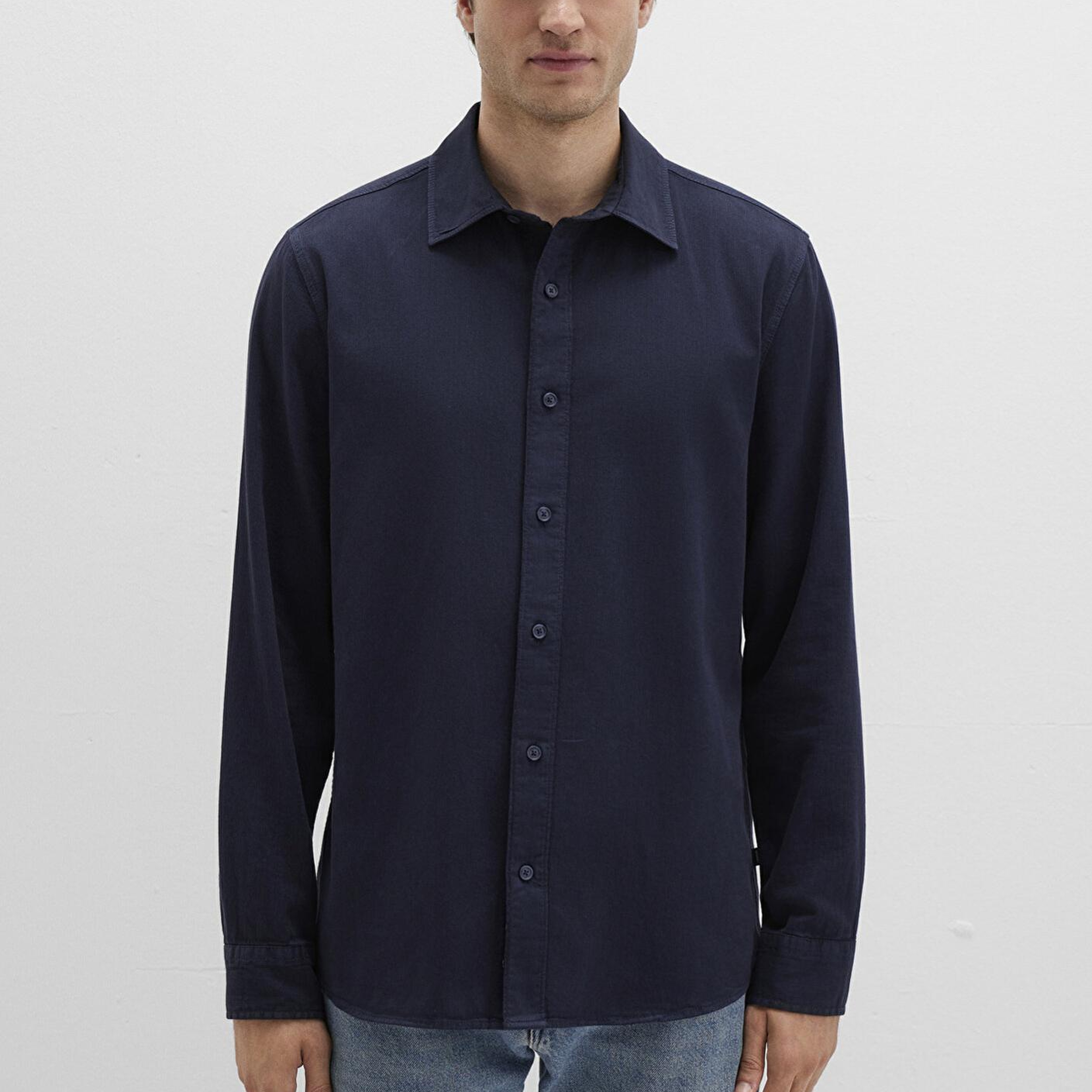 Mavi Keten Karışımlı Lacivert Gömlek Regular Fit / Normal Kesim 0211641-82183