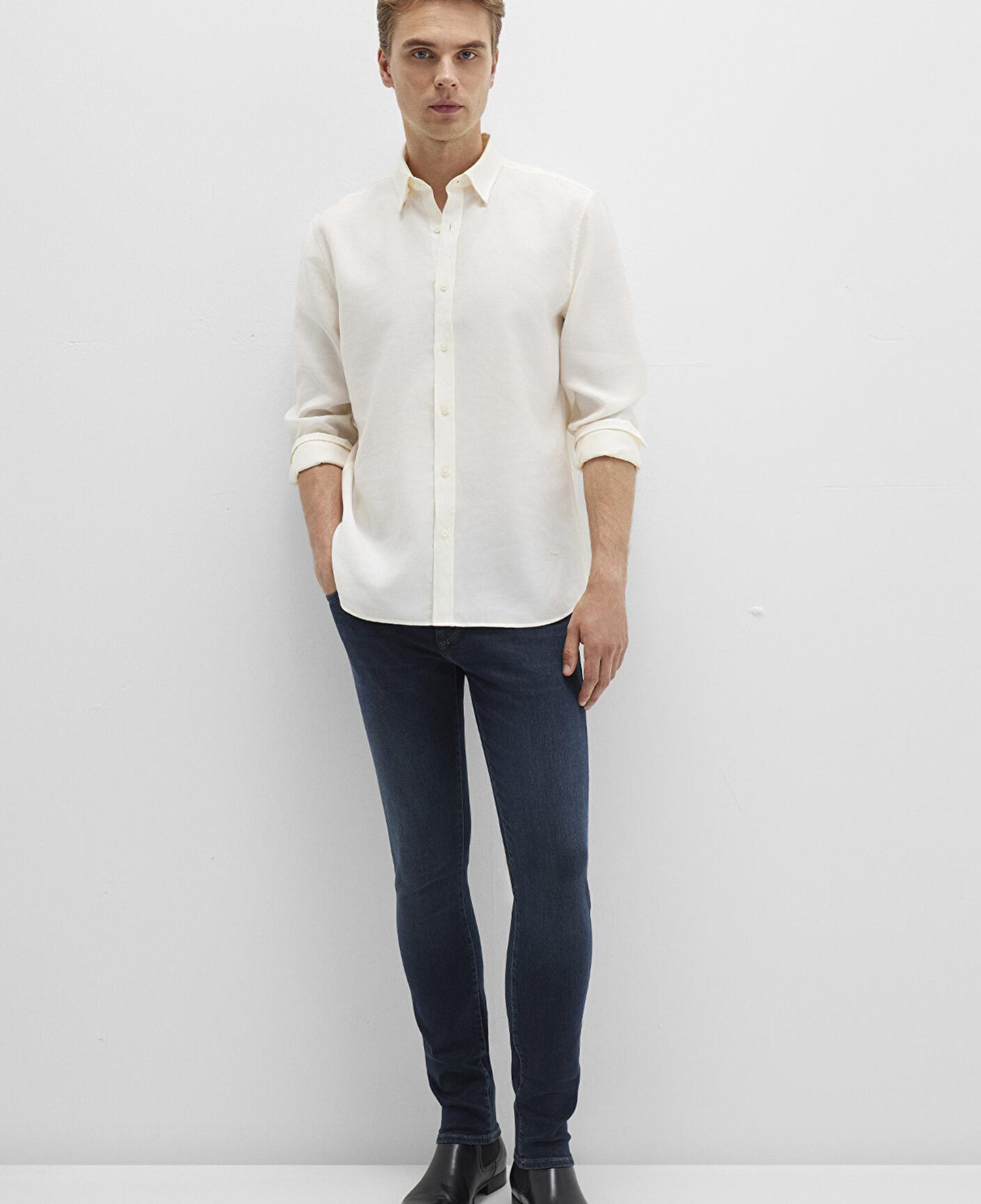 Mavi Ekru (TENCEL™) Liyosel Gömlek Regular Fit / Normal Kesim 0211659-70057