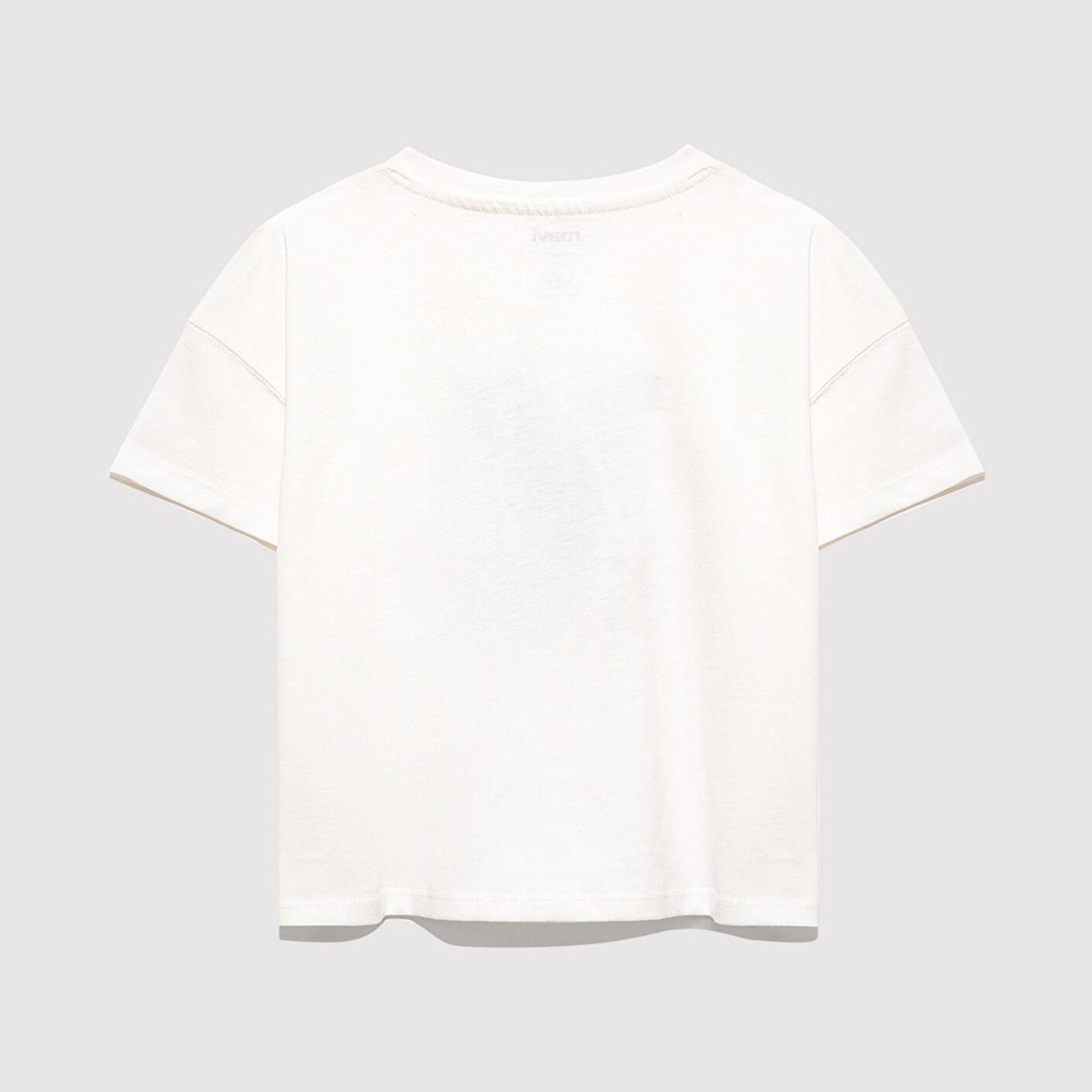 Mavi M Logo Baskılı Ekru Tişört Loose Fit / Bol Rahat Kesim 7610348-70057