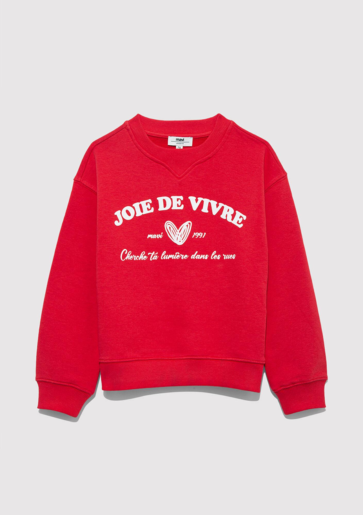 Mavi Baskılı Kırmızı Sweatshirt 7S10131-84538
