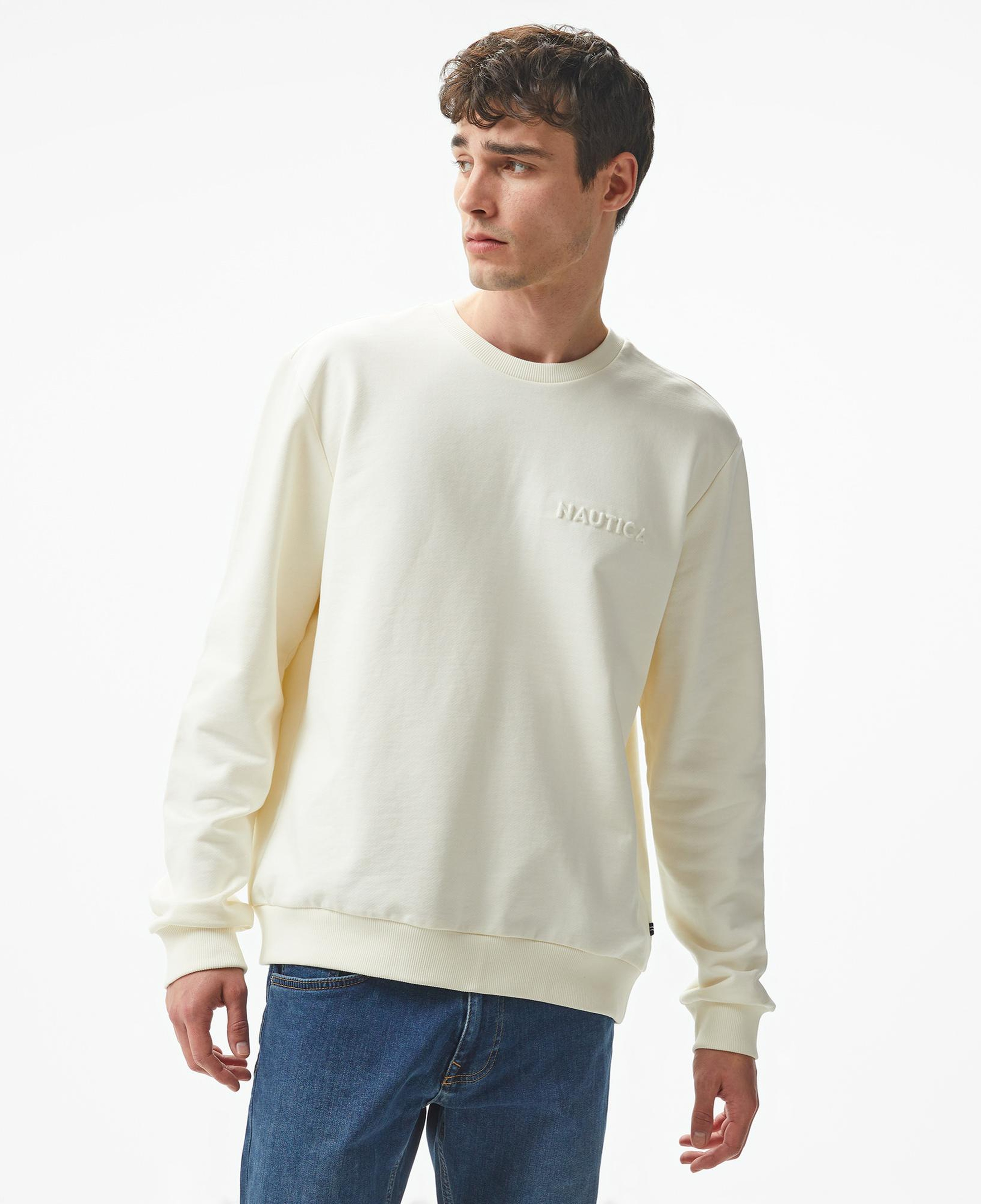 Nautica Erkek Beyaz Regular Fit Sweatshirt