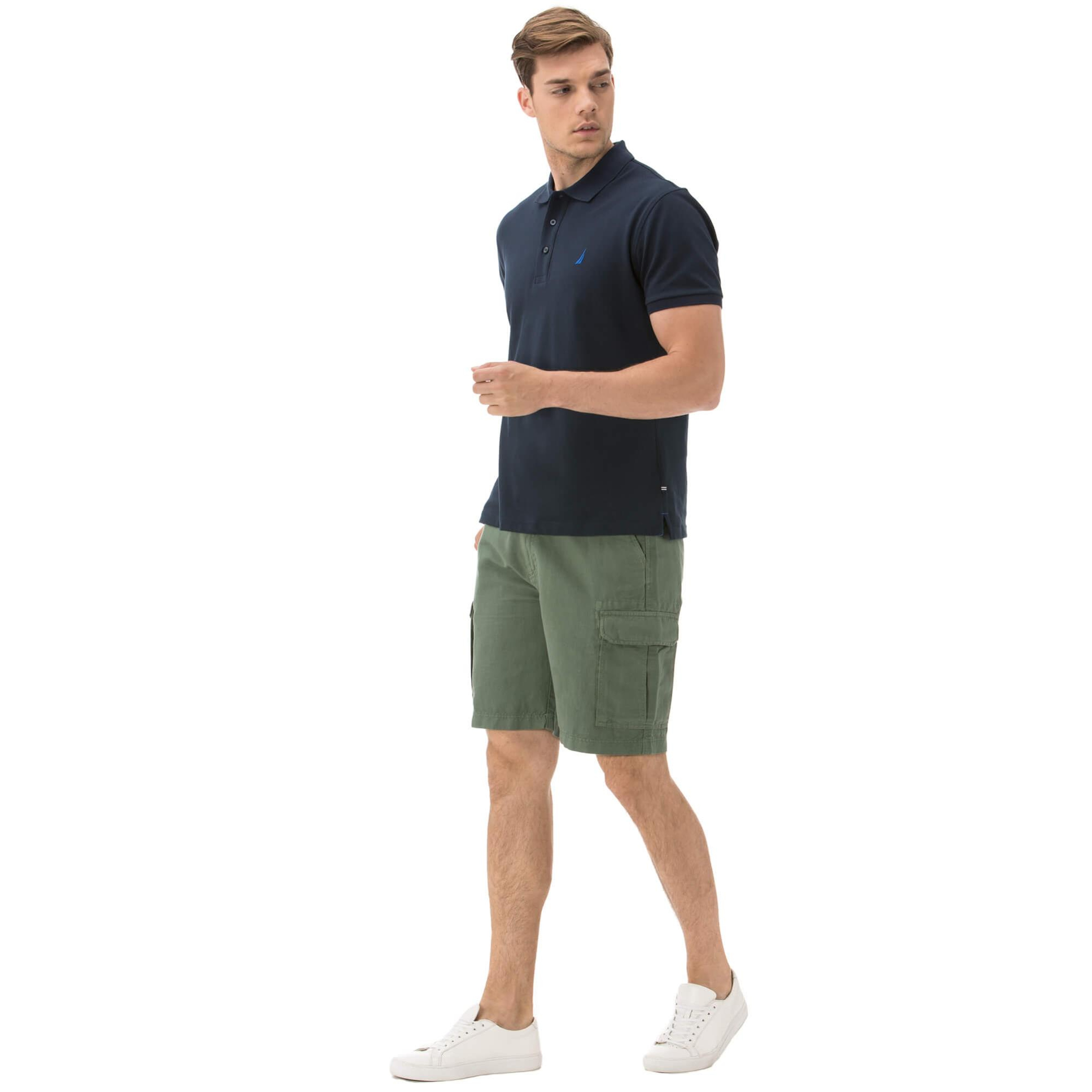 Nautica Erkek Yeşil Keten Kargo Bermuda Şort