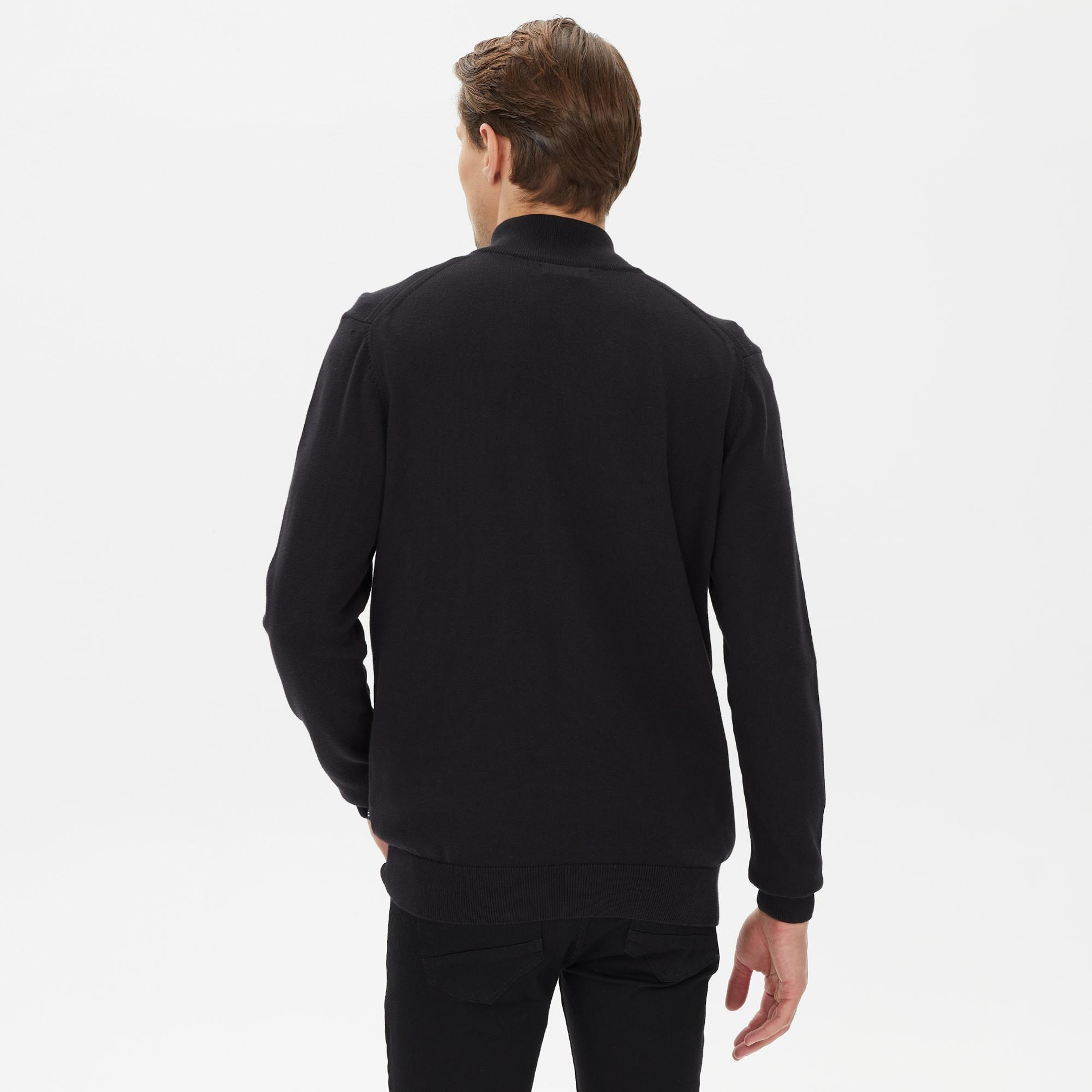 Nautica Erkek Siyah Standart Fit Dik Yakalı Kazak