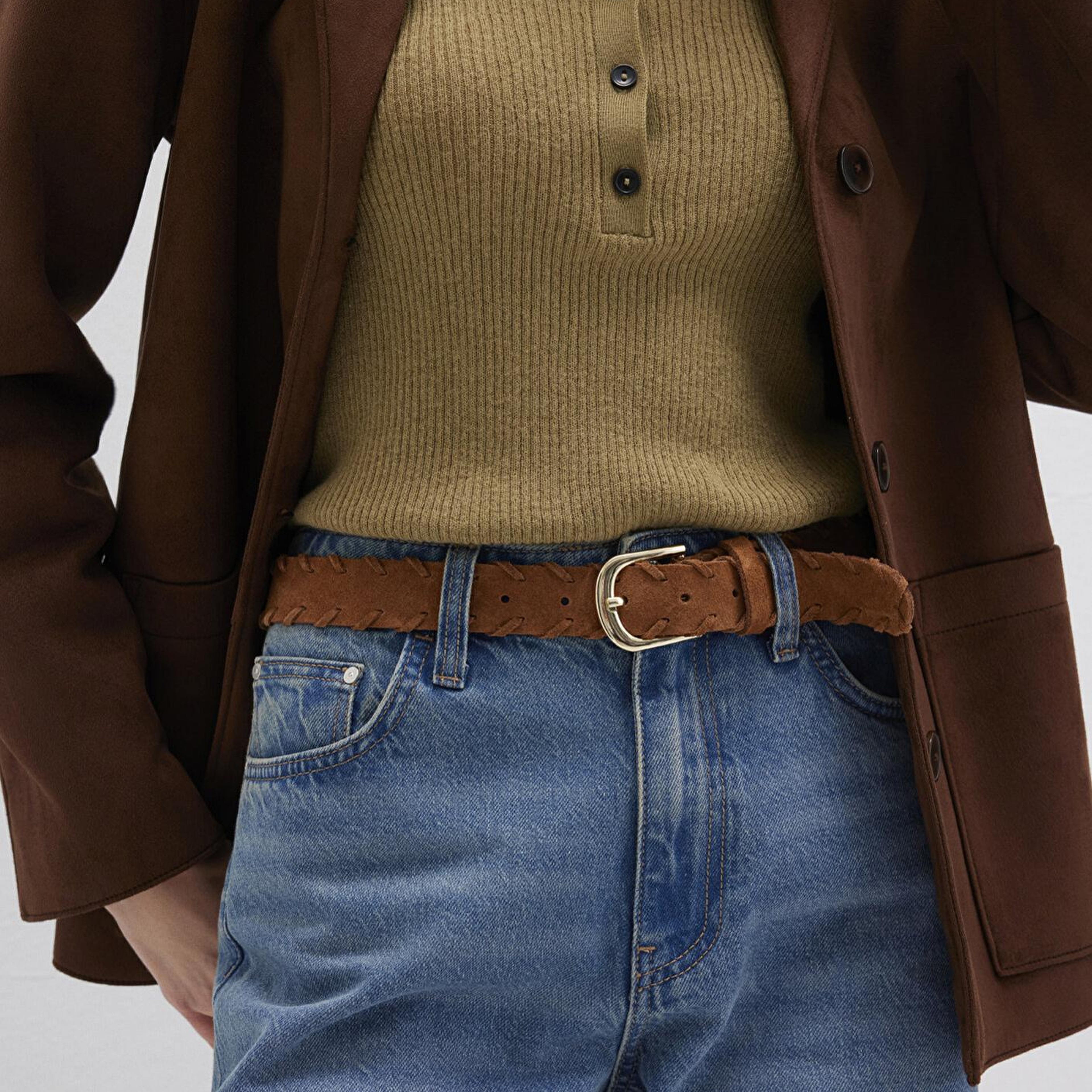 Mavi Kahverengi Süet Deri Kemer 1913565-70304