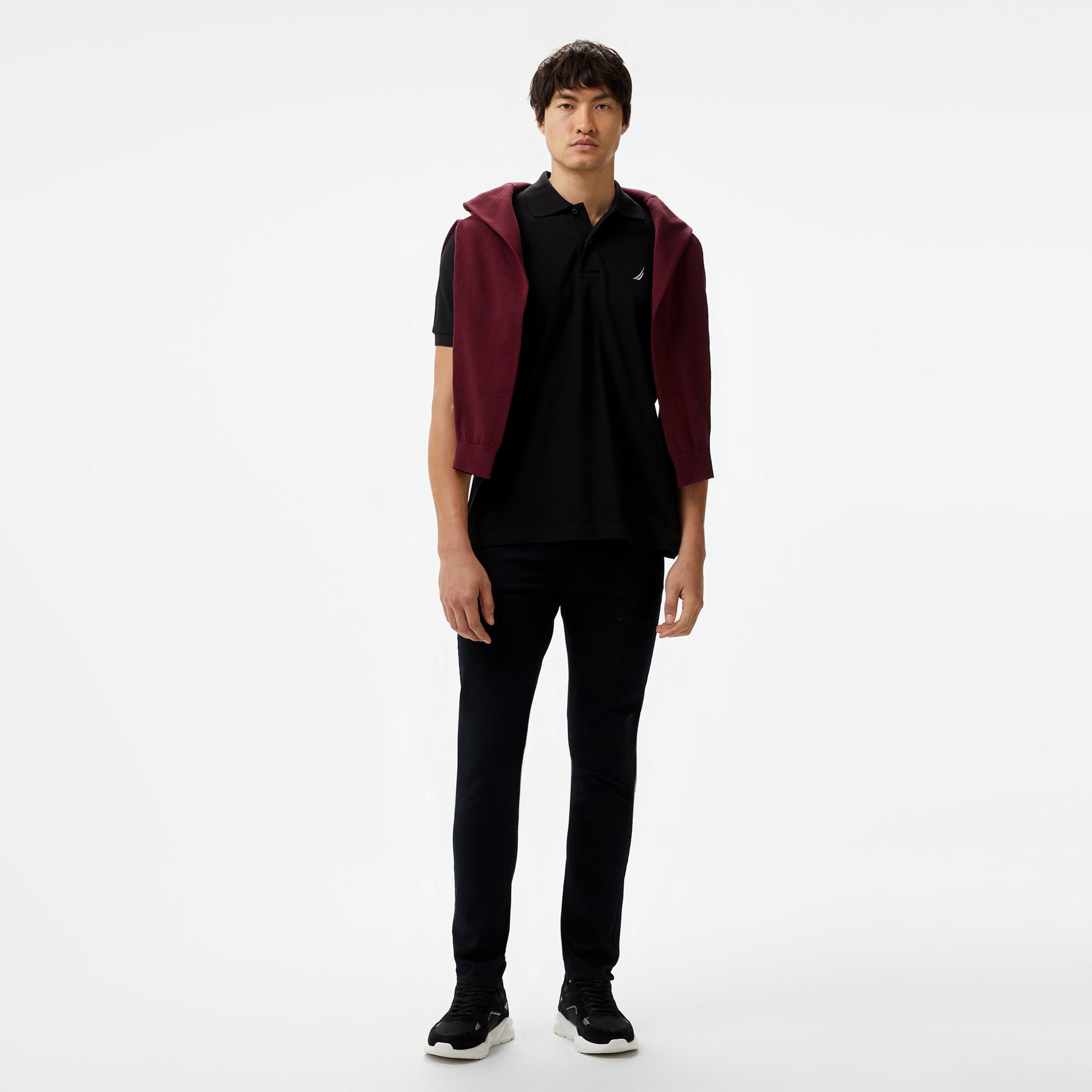 Nautica Erkek Siyah Classic Fit Kısa Kollu Polo Yaka T-Shirt