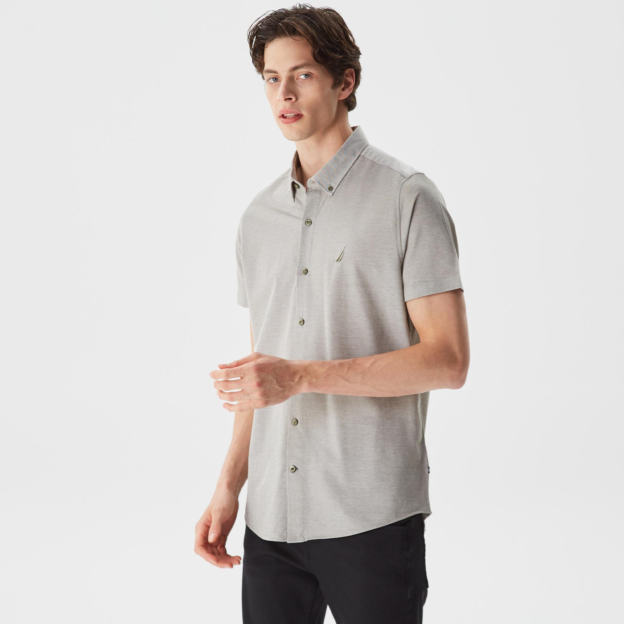 Nautica Erkek Yeşil Slim Fit Kısa Kollu Gömlek