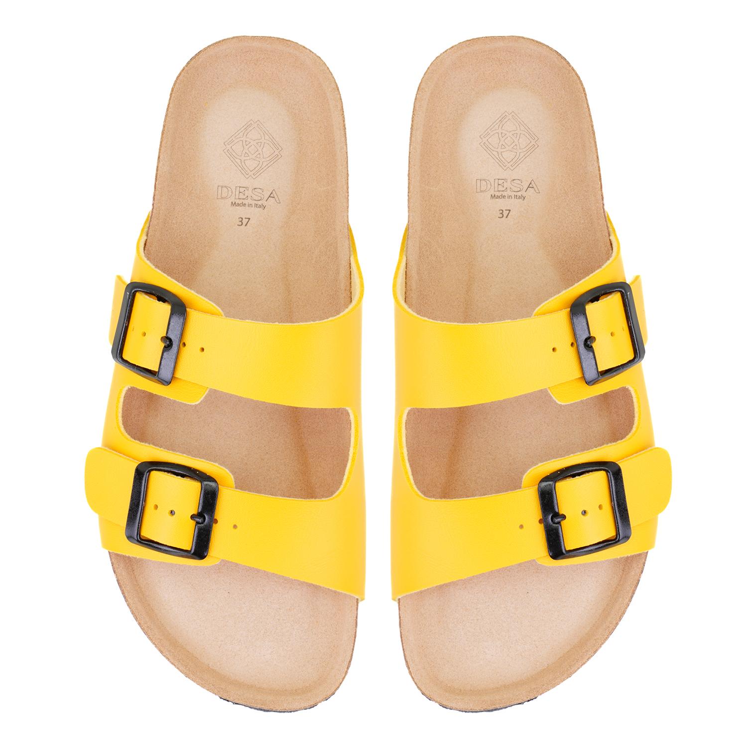 Kadın Sarı Ayarlanabilir Tokalı Terlik