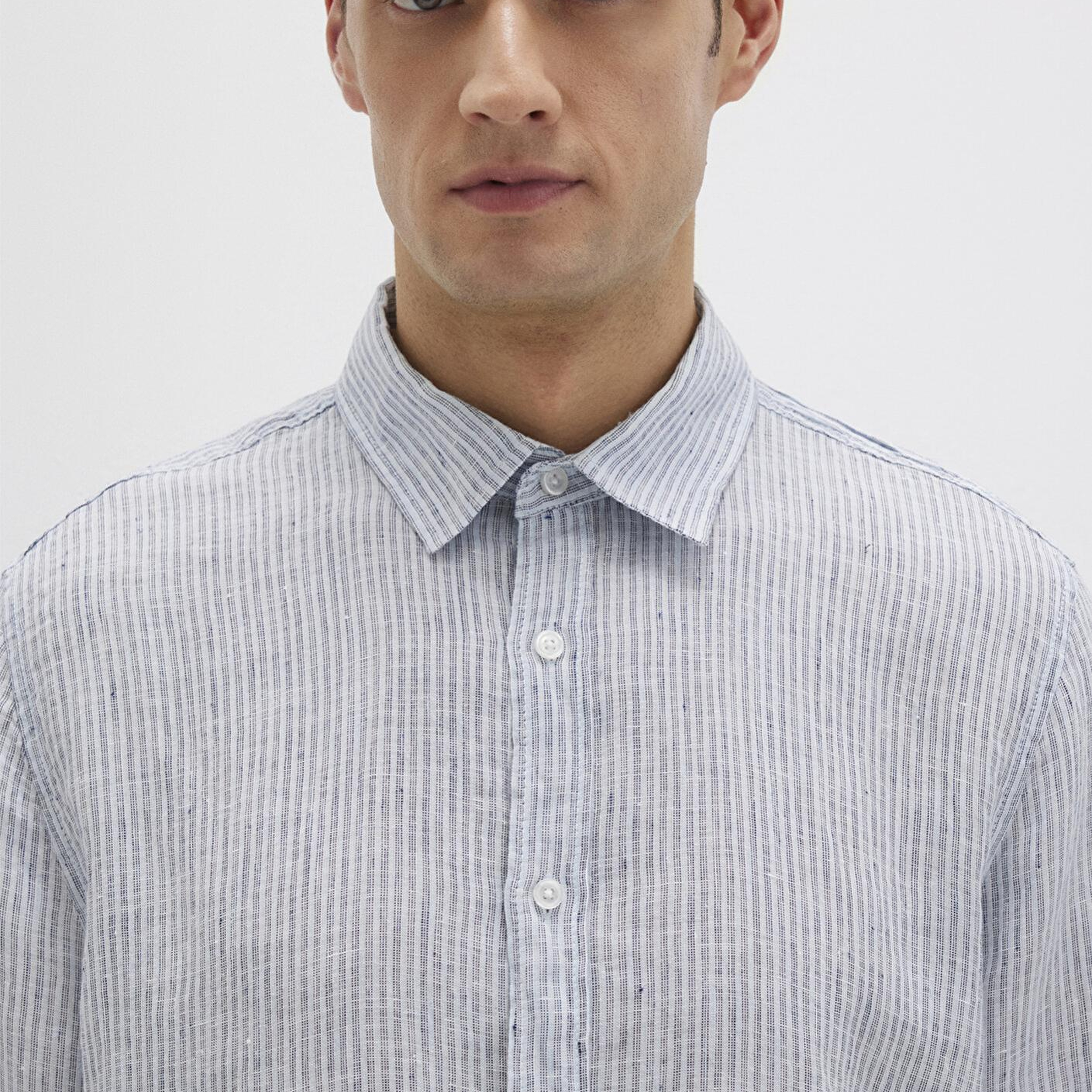 Mavi Çizgili Mavi Gömlek Regular Fit / Normal Kesim 0211694-90913