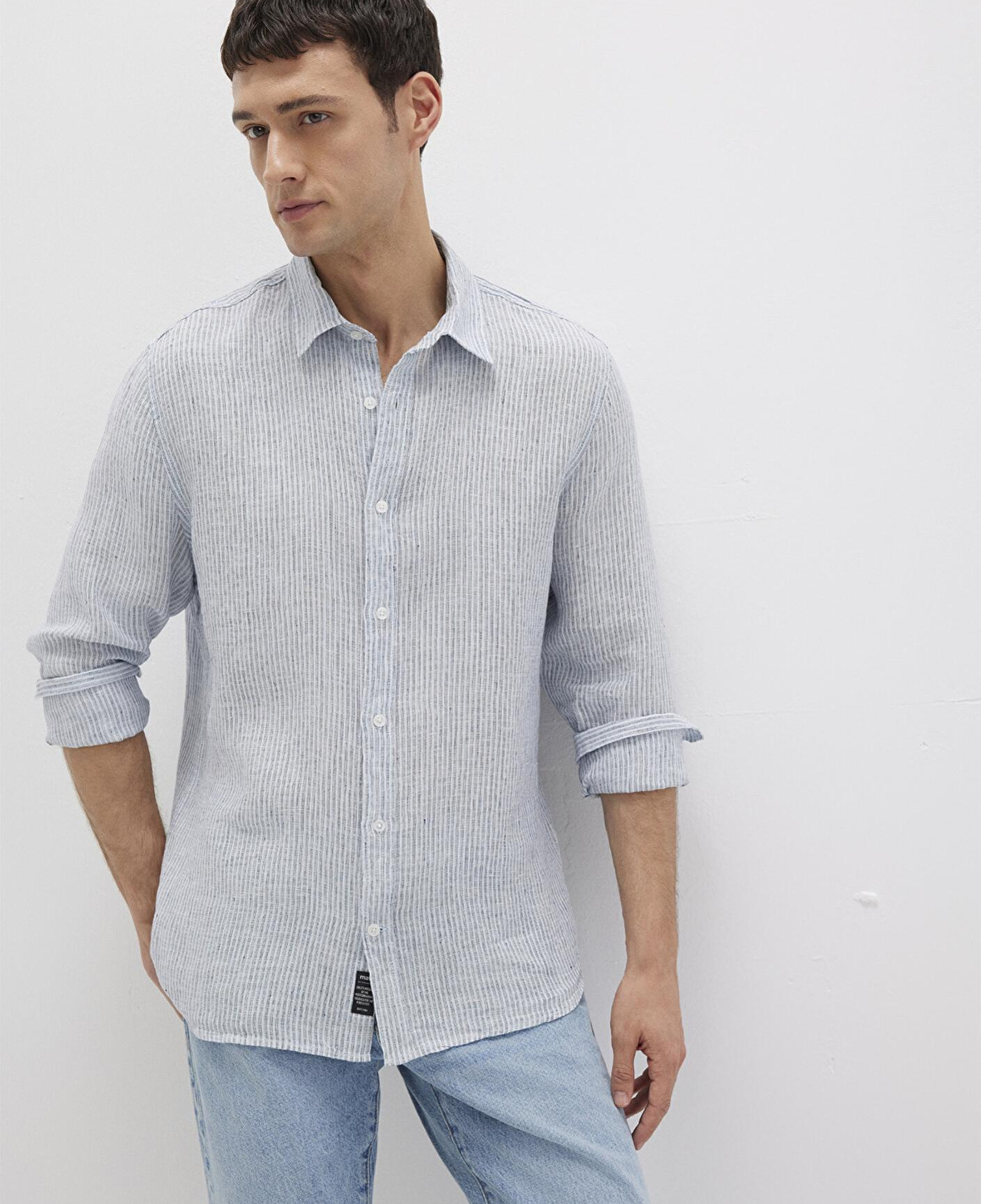 Mavi Çizgili Mavi Gömlek Regular Fit / Normal Kesim 0211694-90913