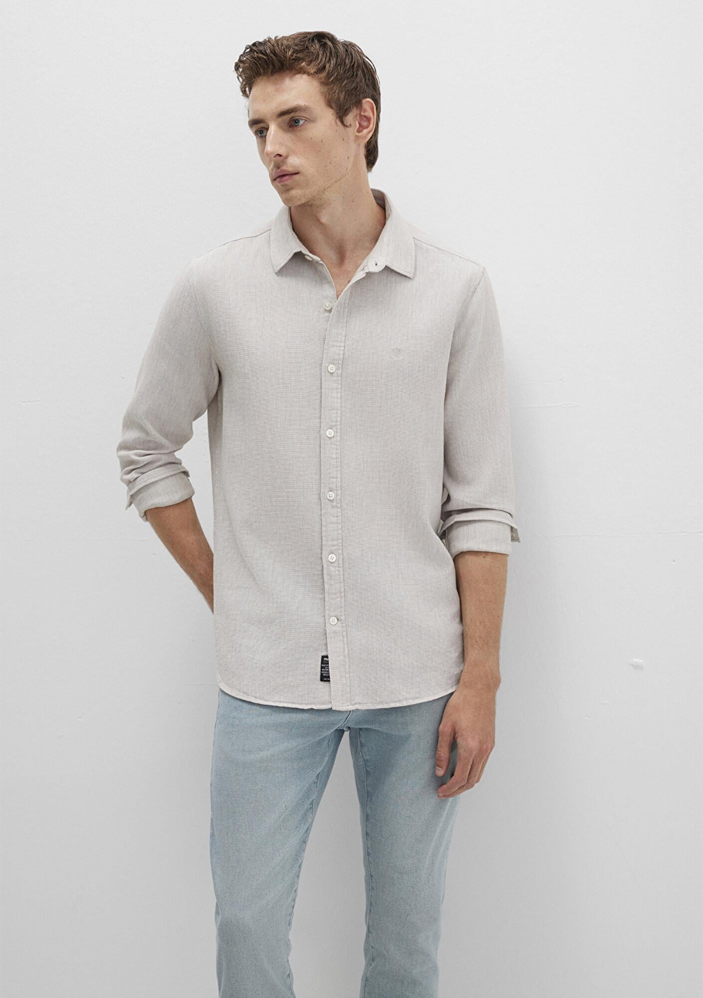 Mavi Bej Gömlek Slim Fit / Dar Kesim 0211656-70145