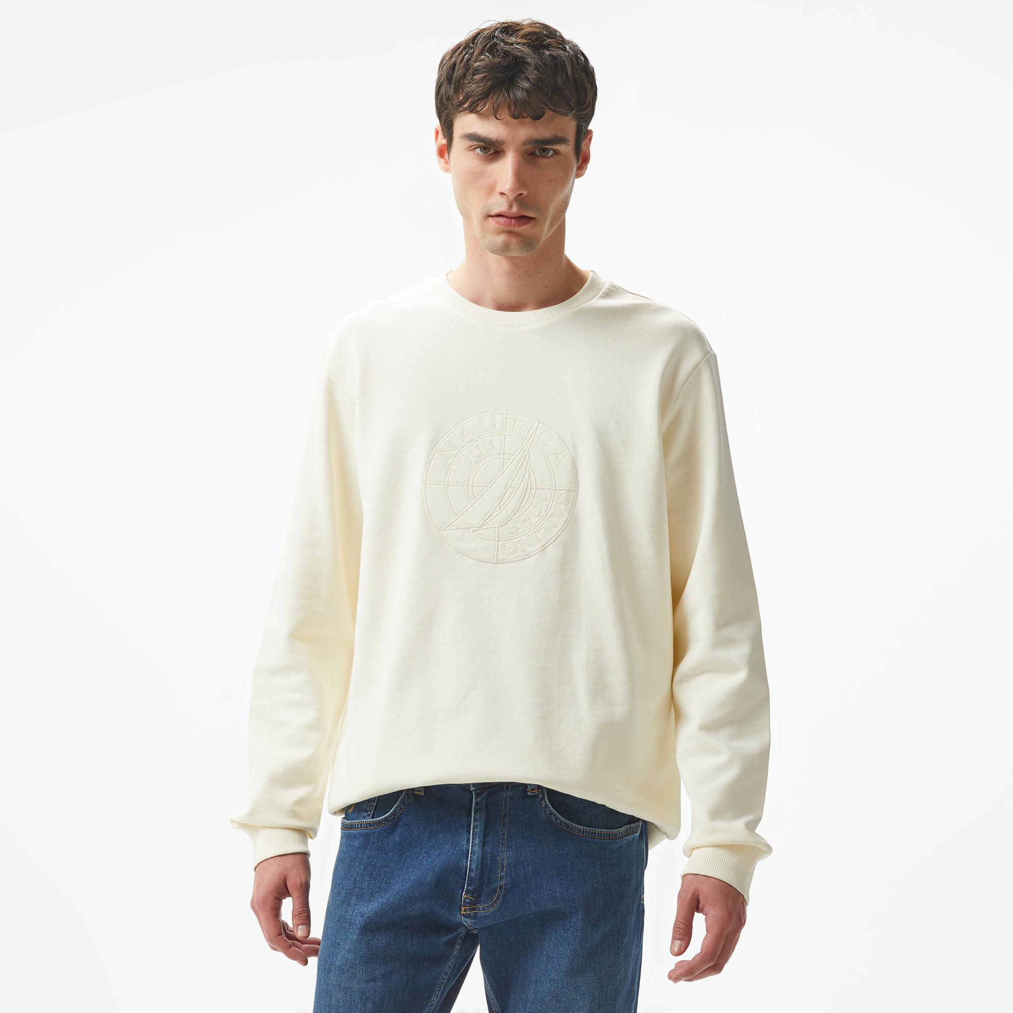 Nautica Erkek Beyaz Regular Fit Sweatshirt