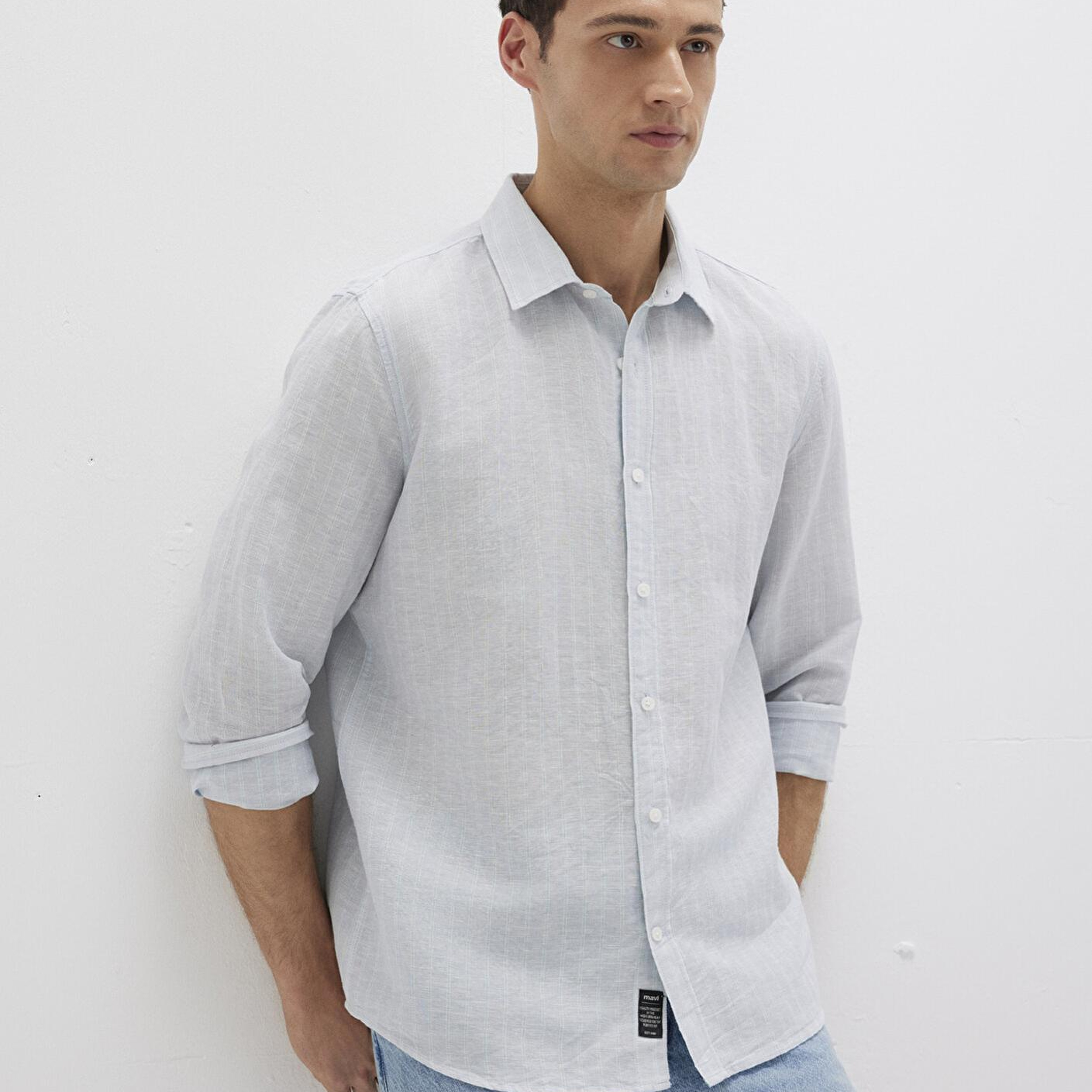 Mavi Çizgili Mavi Gömlek Regular Fit / Normal Kesim 0211699-90919