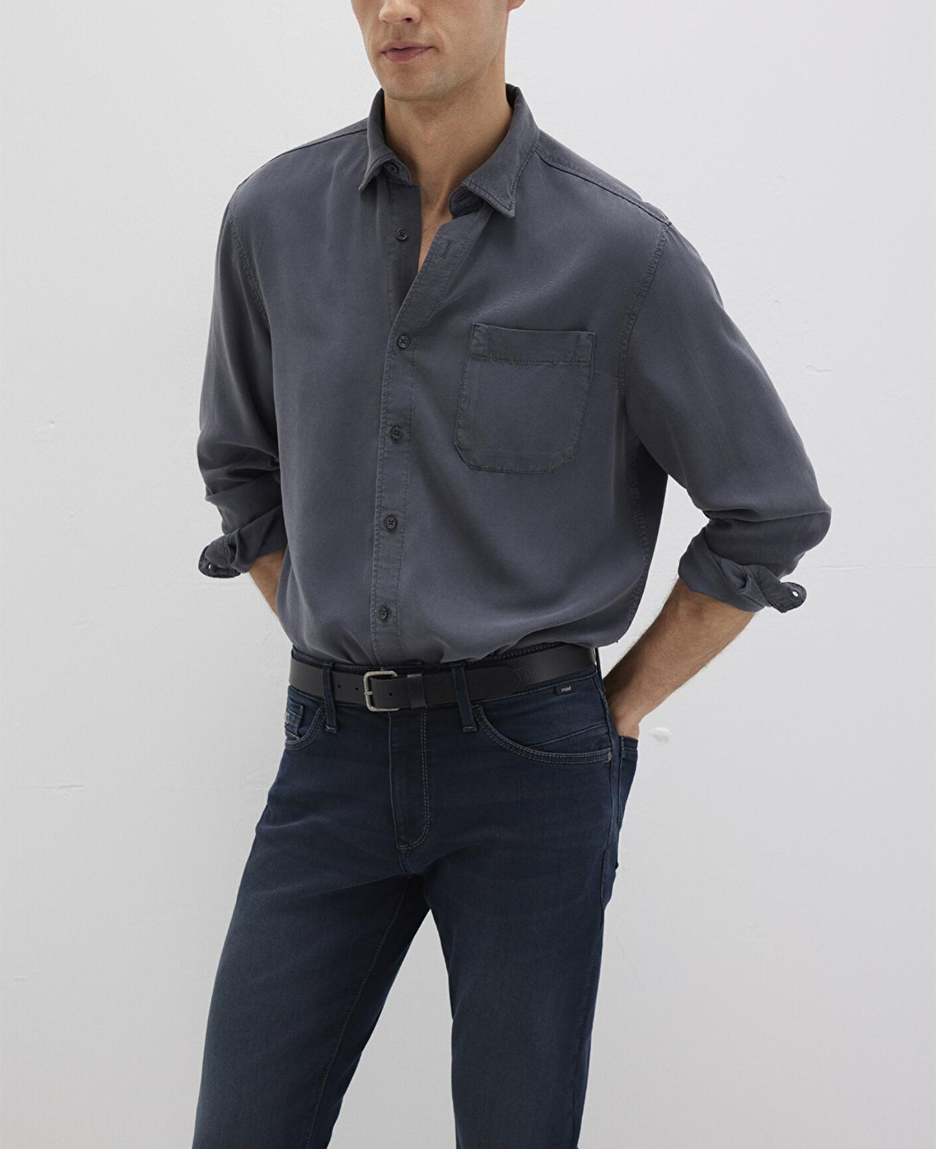 Mavi Antrasit (TENCEL™) Liyosel Gömlek Regular Fit / Normal Kesim 0211647-80106