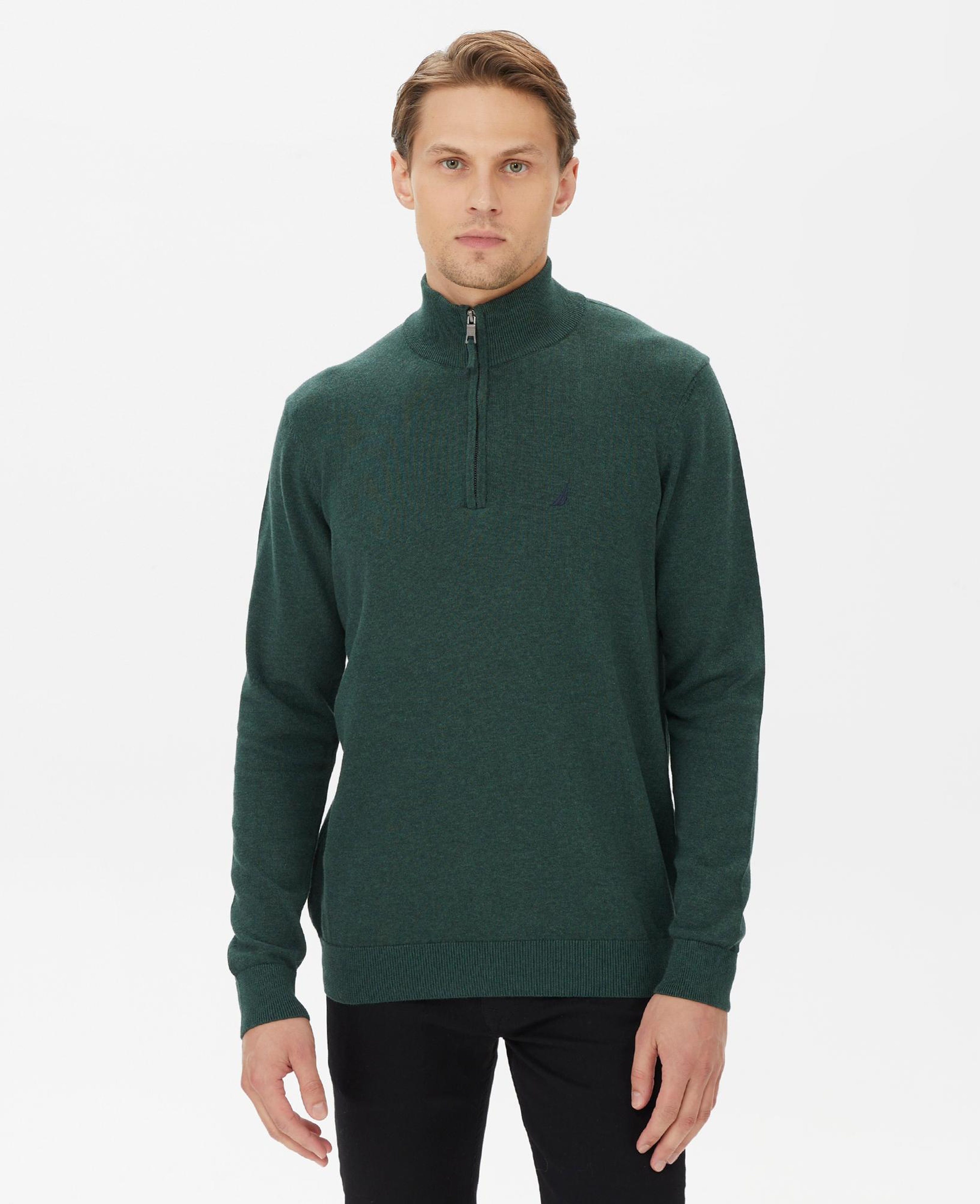 Nautica Erkek Yeşil Standart Fit Dik Yakalı Kazak