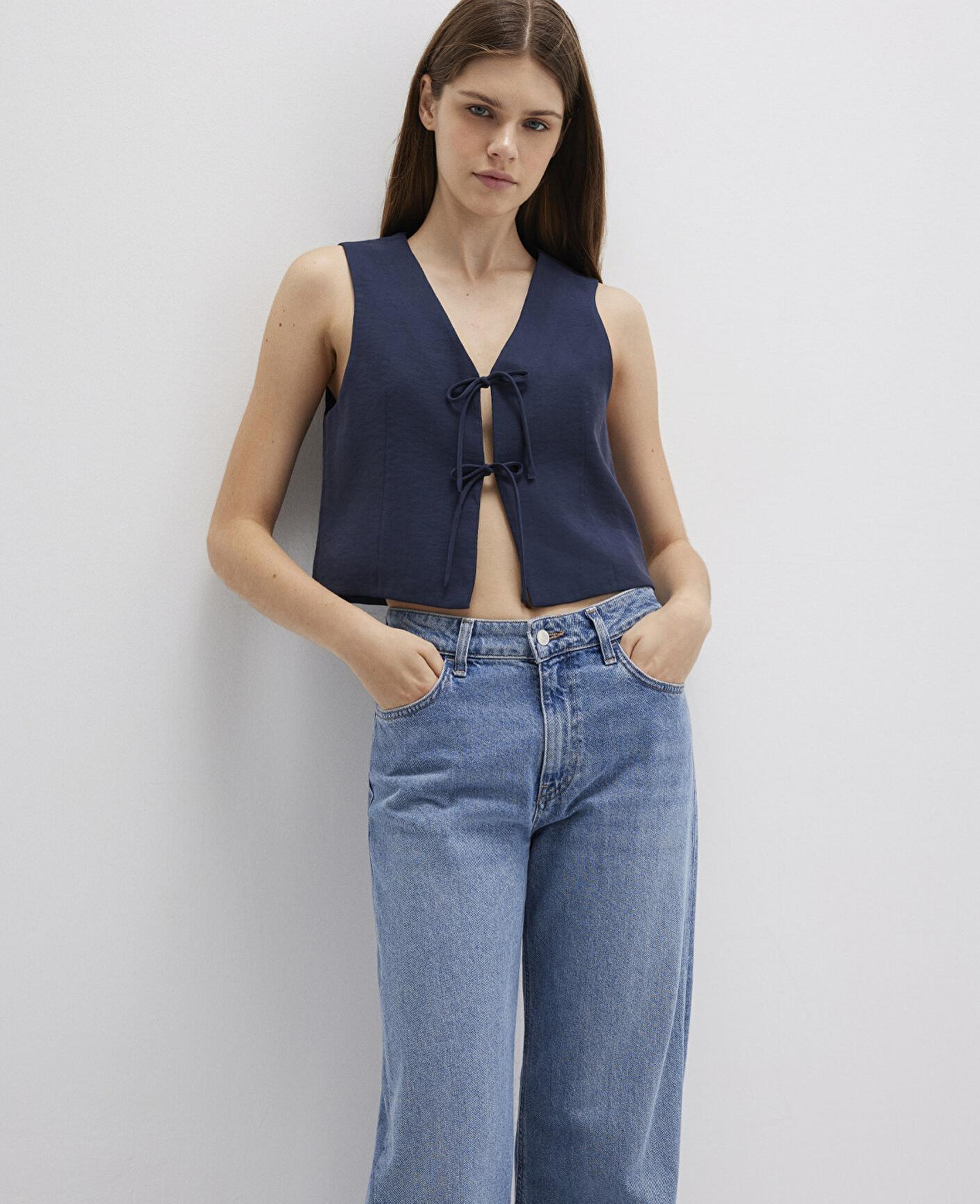 Mavi Bağcıklı Lacivert Bluz 1211200-82318