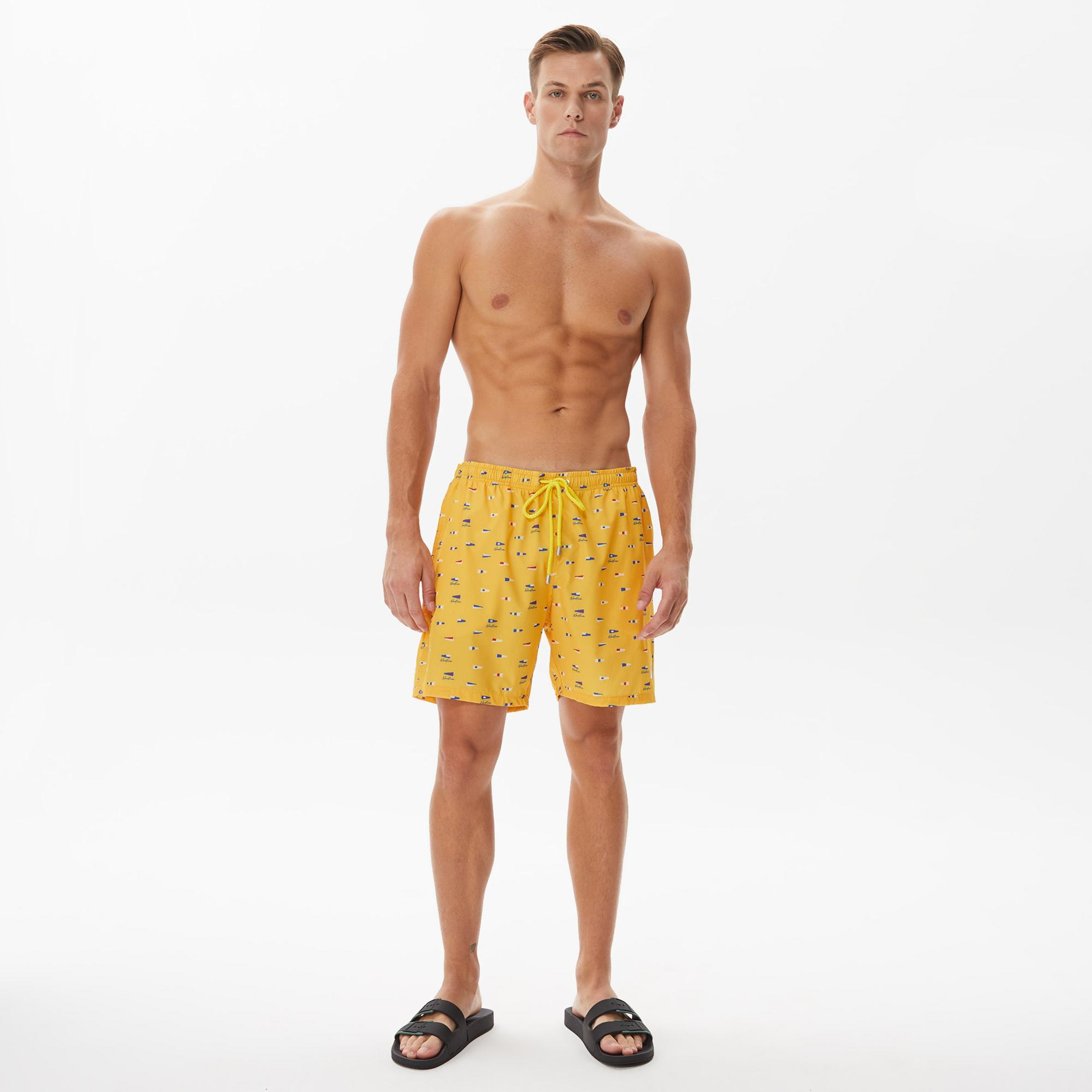 Nautica Erkek Sarı Baskılı Deniz Şortu