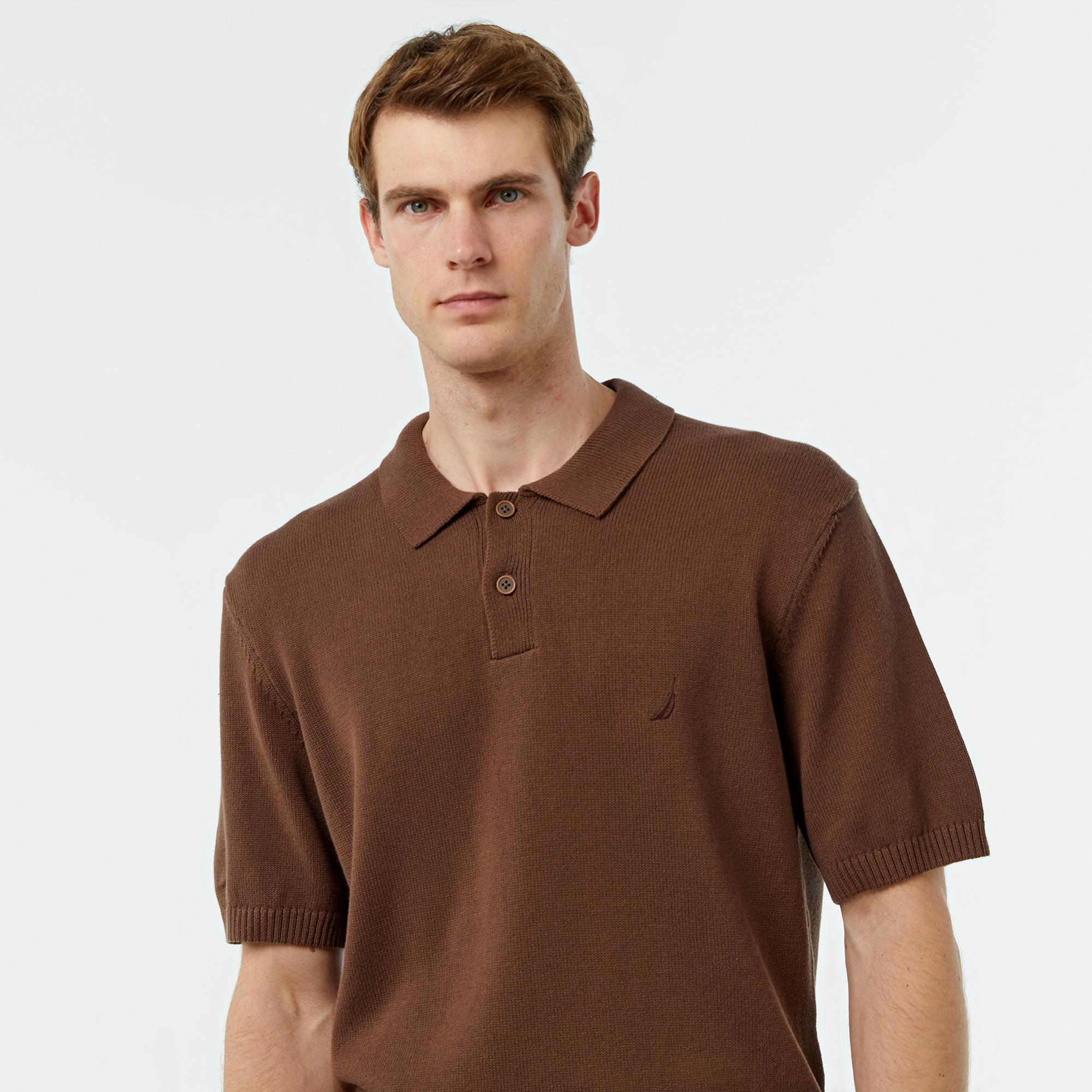 Nautica Erkek Kahverengi Classic Fit Kısa Kollu Triko