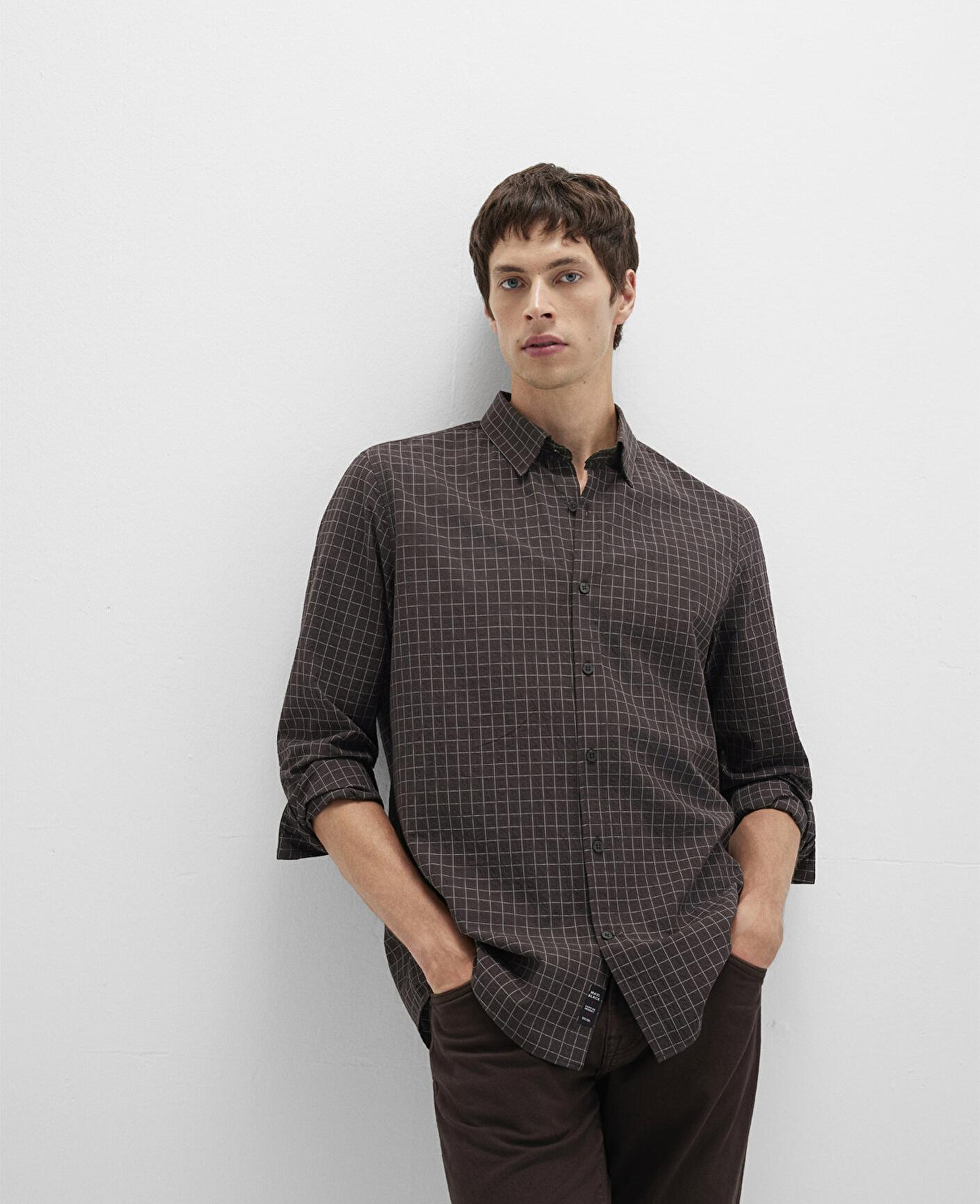 Mavi Kareli Kahverengi Gömlek Regular Fit / Normal Kesim 0211675-91012