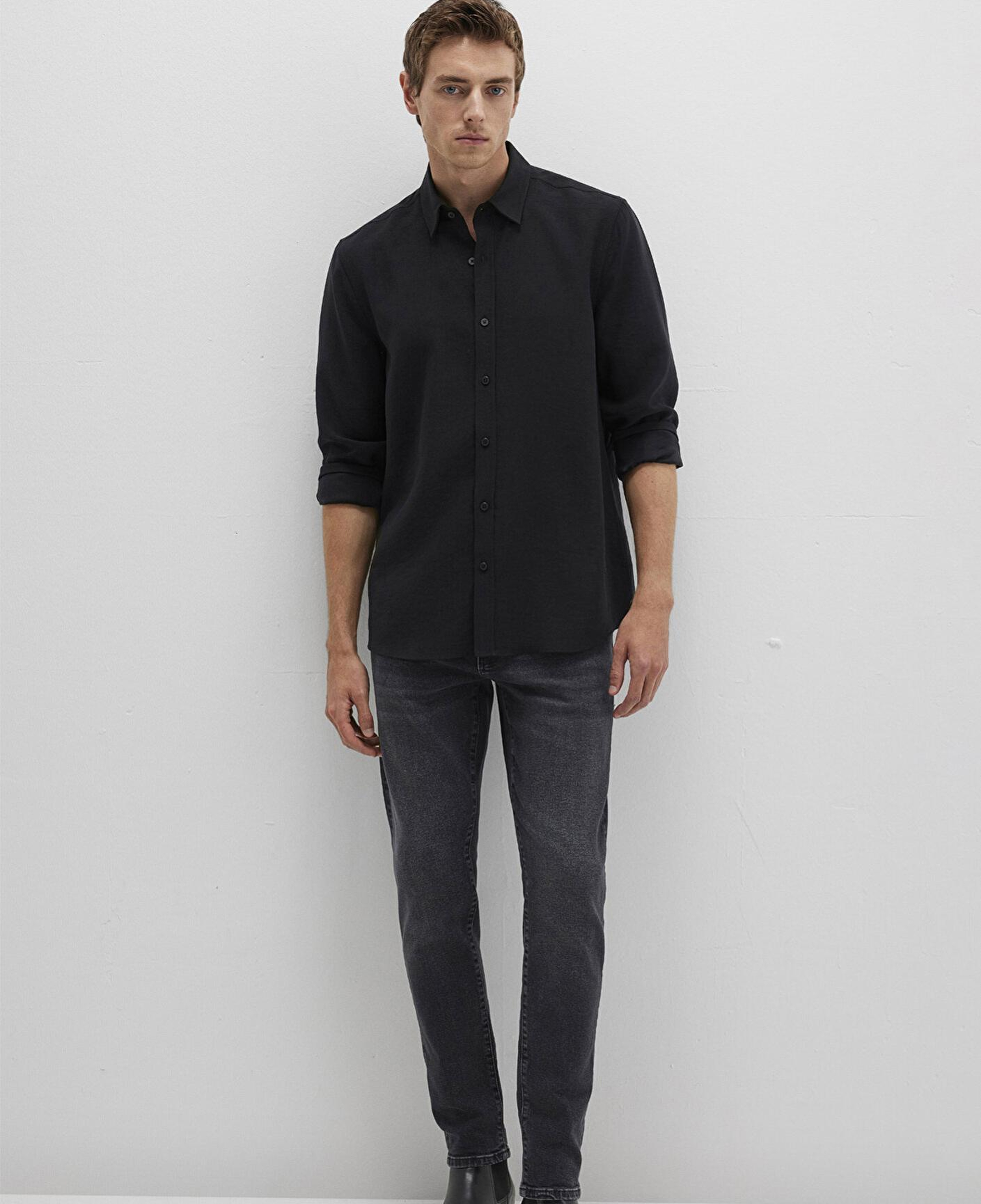 Mavi Siyah (TENCEL™) Liyosel Gömlek Regular Fit / Normal Kesim 0211659-900