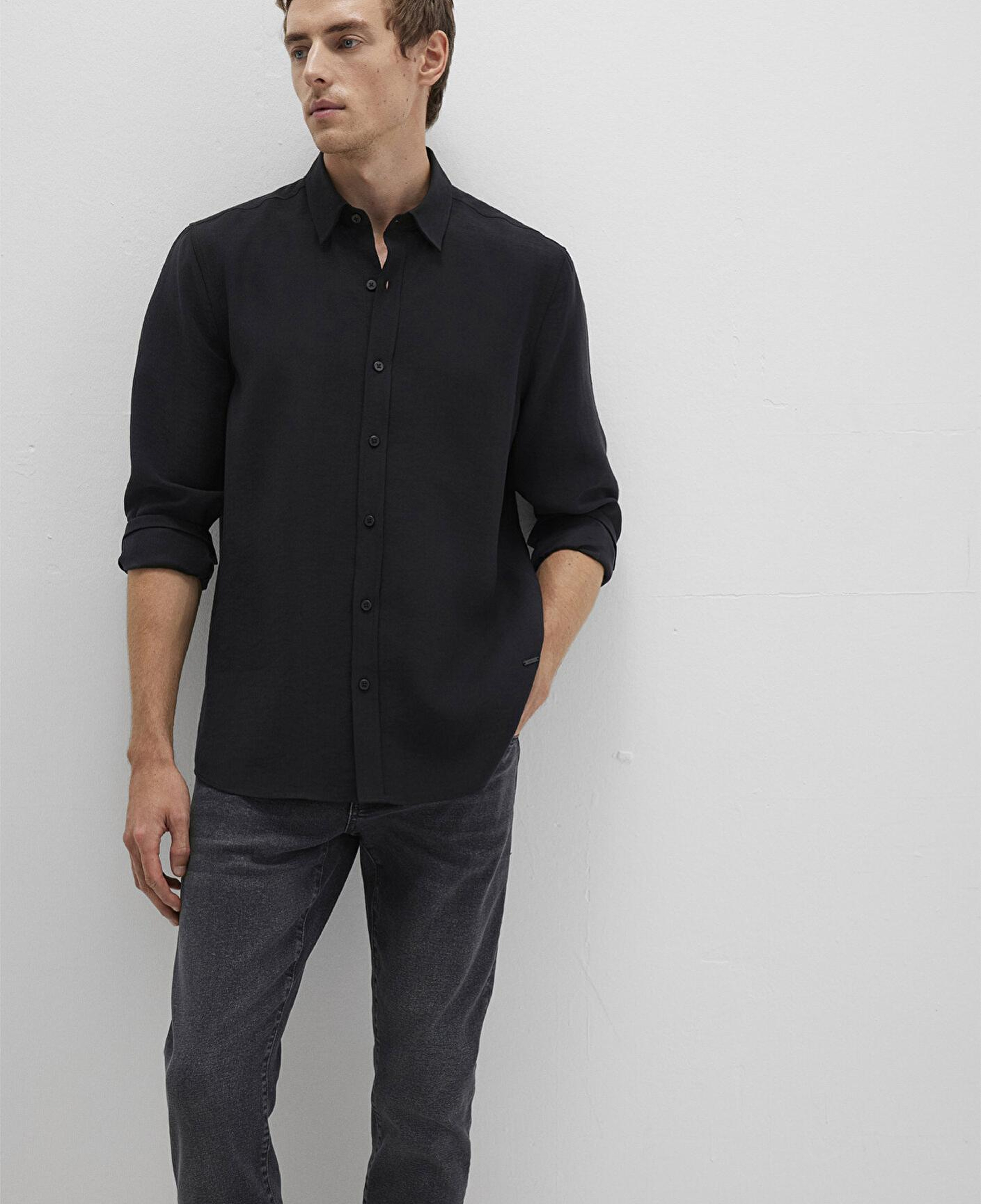 Mavi Siyah (TENCEL™) Liyosel Gömlek Regular Fit / Normal Kesim 0211659-900