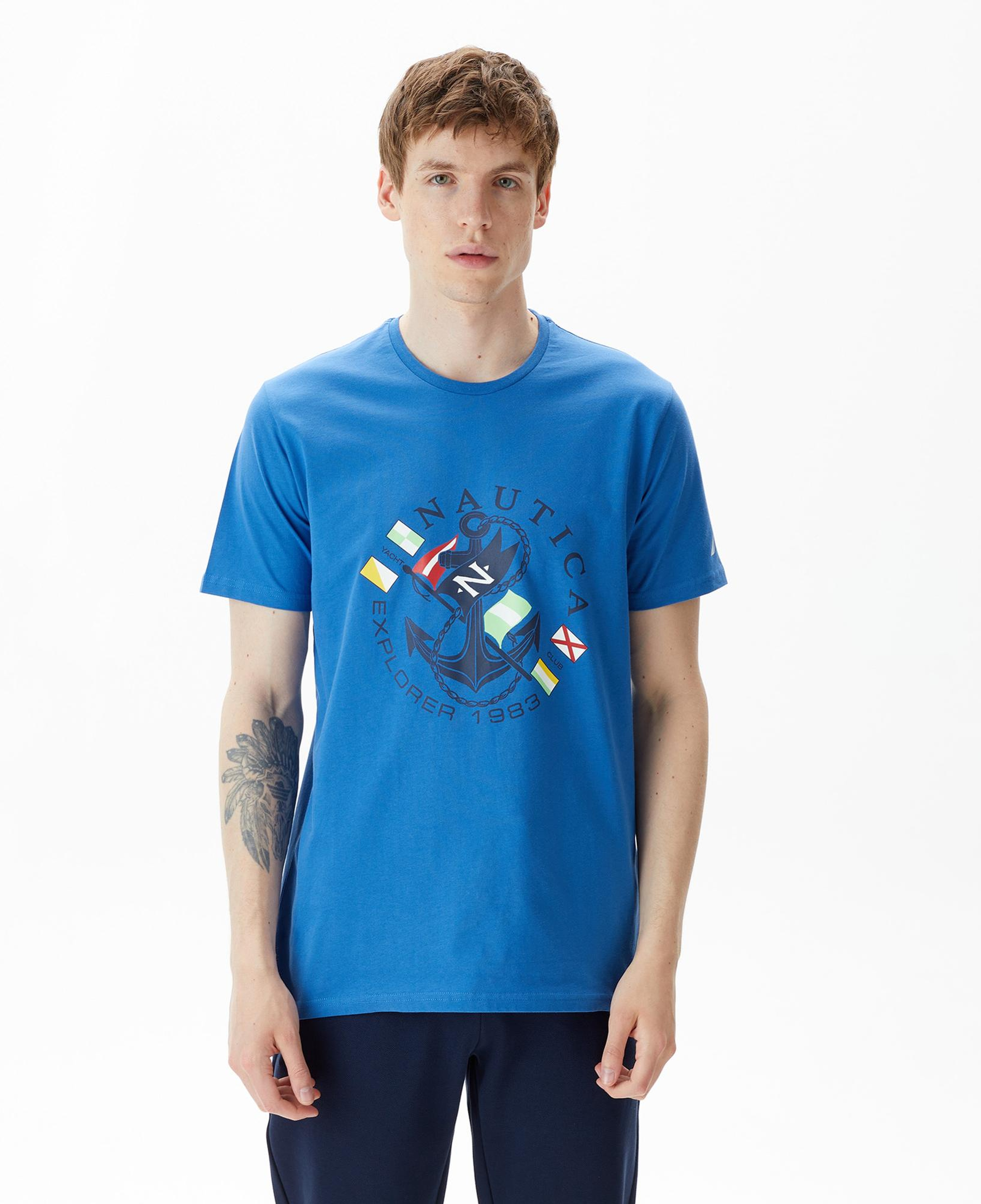 Nautica Erkek Mavi Standart Fit T-Shirt