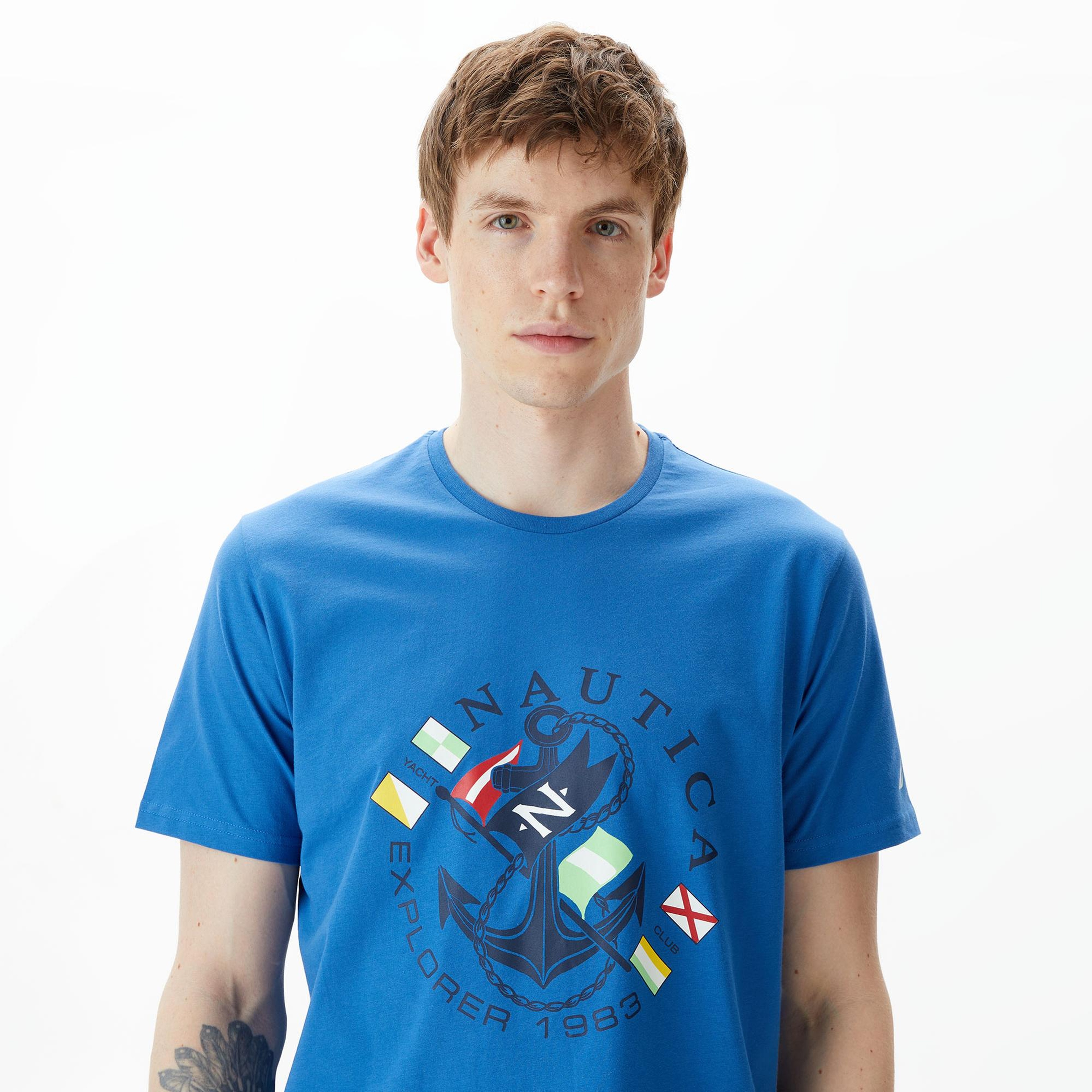 Nautica Erkek Mavi Standart Fit T-Shirt